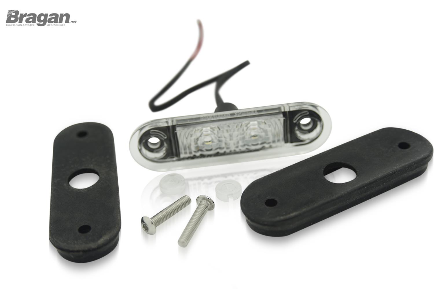Bragan 12v/24v Red Flush LED Marker Light – Clear Lens For Trailer, Van, 4x4 – BRA1003R