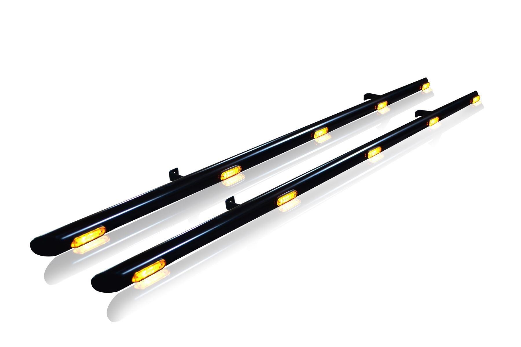 Black Stainless Side Bars+Amber LEDs+Down Lights for Volkswagen Caddy SWB 2021+ - Picture 10 of 14