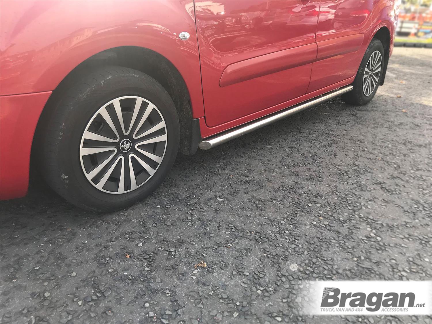 Barras laterales para adaptarse a Citroen Berlingo 2008 - 2016 falda de acero inoxidable tubos escalonados - Imagen 2 de 15
