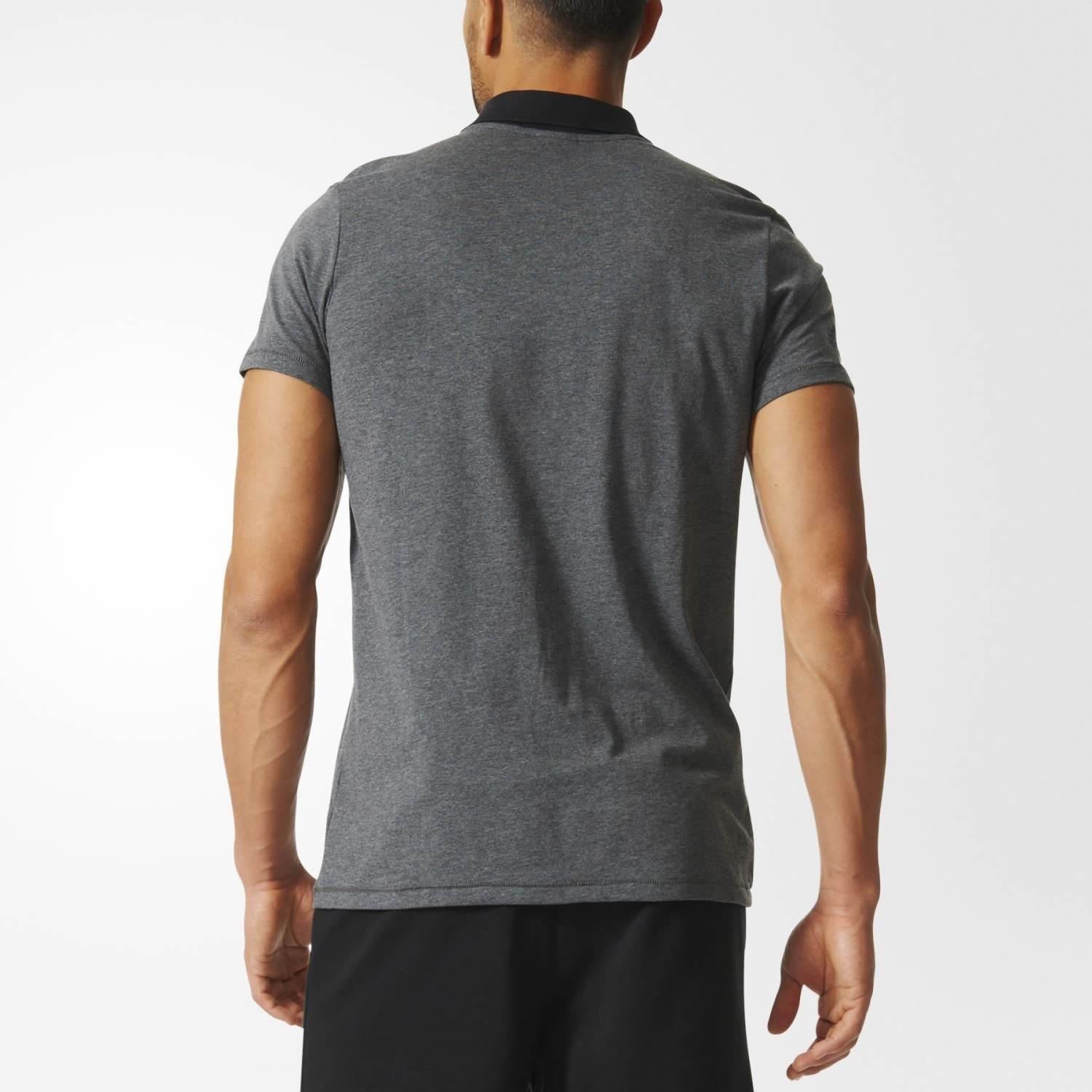 adidas NEW ZEALAND ALL BLACKS POLO SHIRT GREY BLACK MEN'S RUGBY WORLD