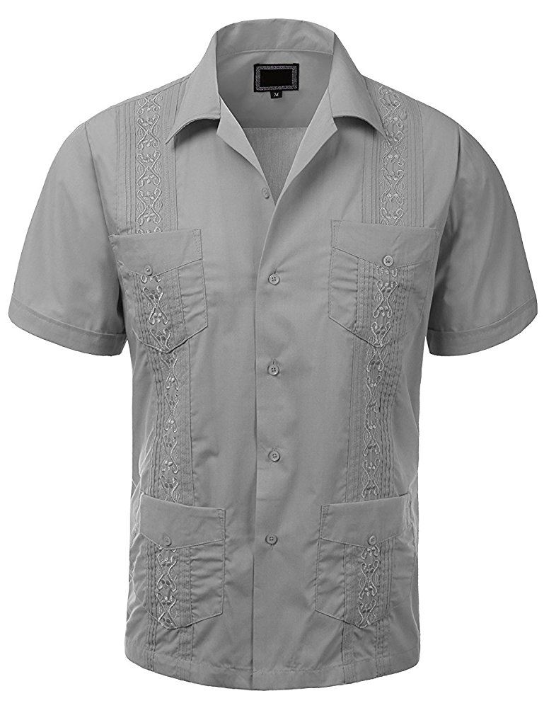 Maximos Men S Short Sleeve Button Up Cuban Guayabera Dress Shirt Ebay