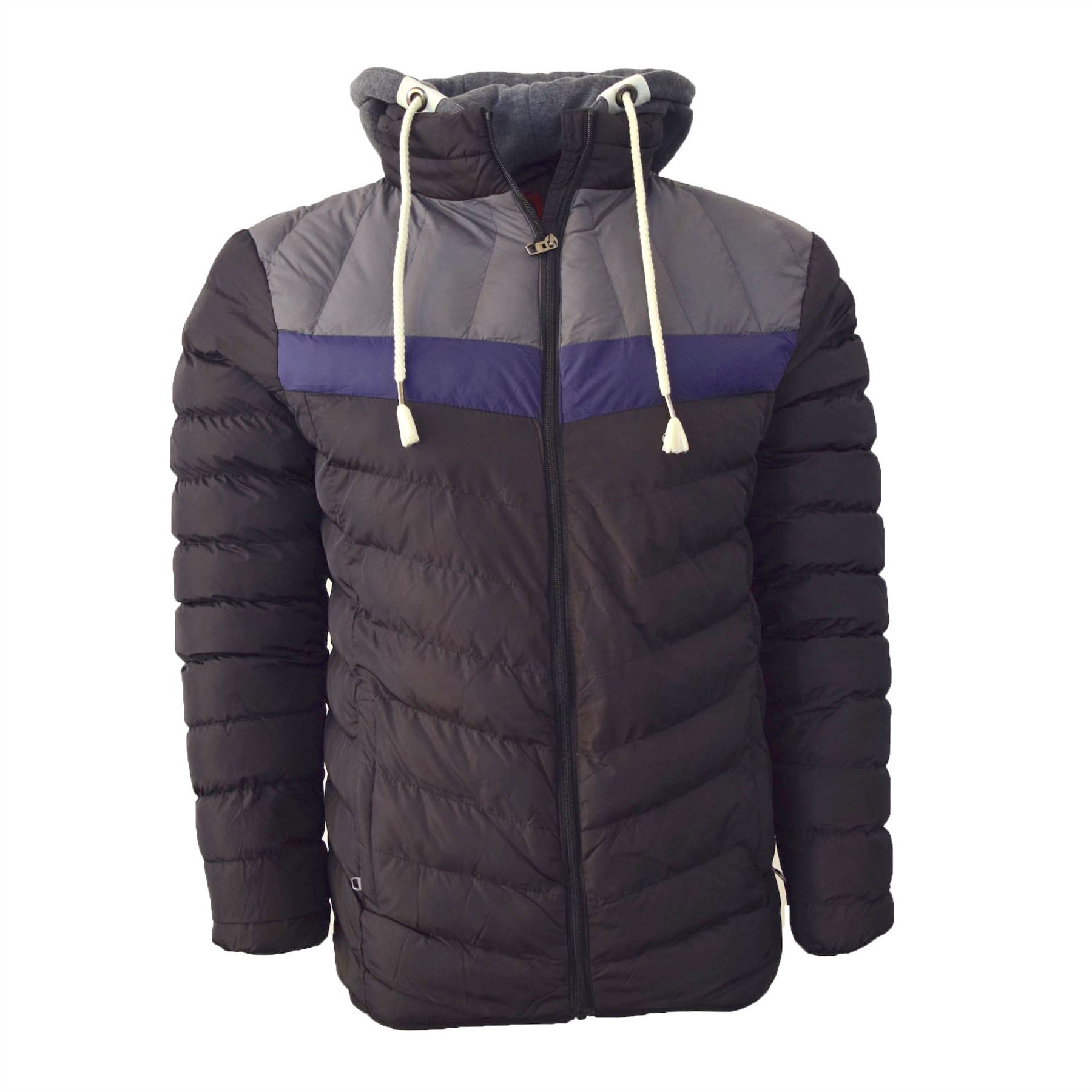 MEN'S PUFFER RAIN COAT ZIP REMOVABLE HOOD SOFT LIGHTWEIGHT SLIM FIT