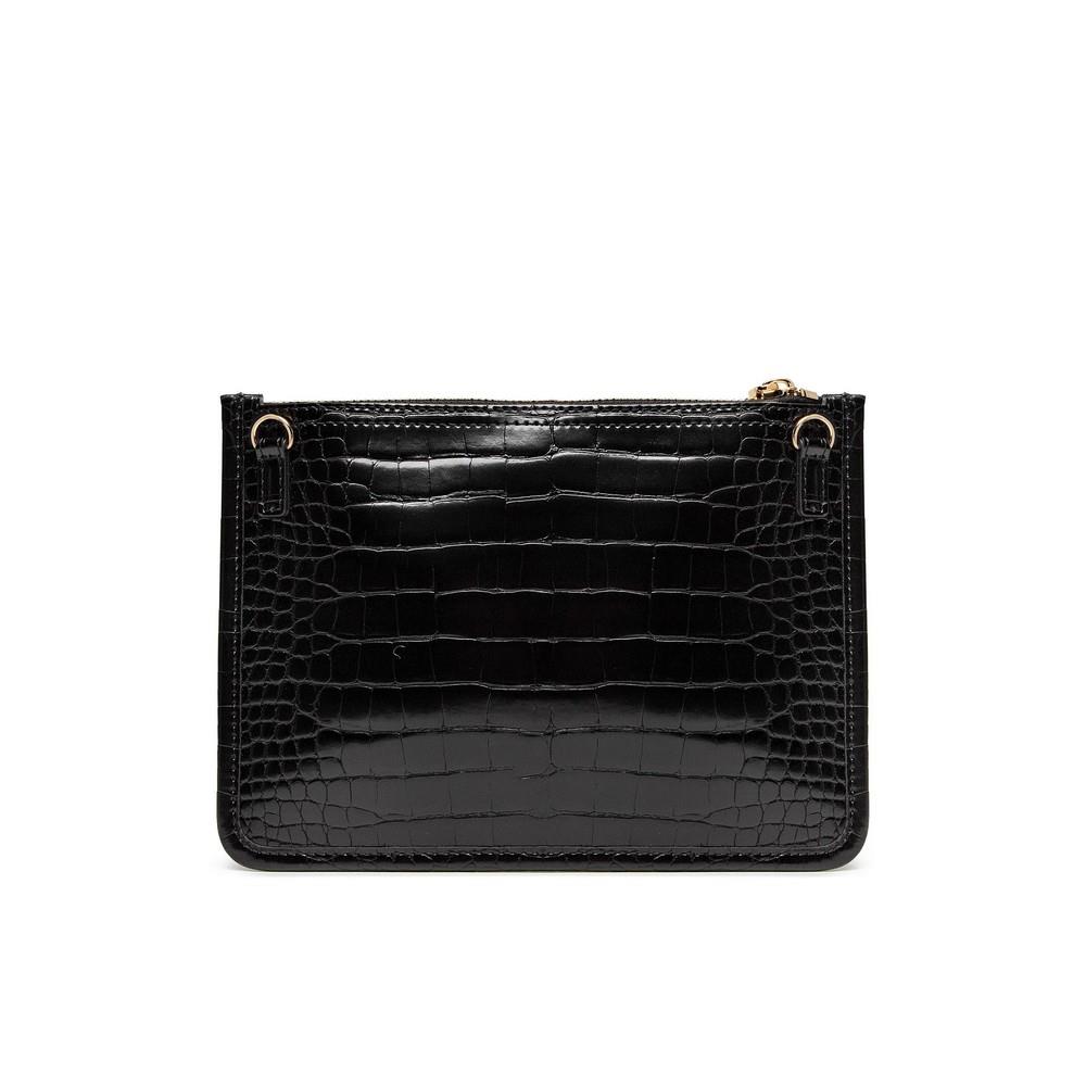 LOVE MOSCHINO WOMEN'S HANDBAG BAG BORSA BIG LOGO CROCO PU NERO
