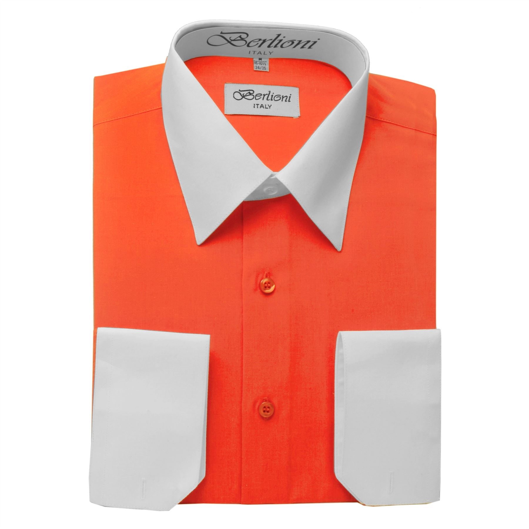 Berlioni Italy French Convertible Cuff Solid Mens Dress Shirt All Colors & Sizes Berlioni Italy French Convertible Cuff Solid Mens Dress Shirt All Colors & Sizes