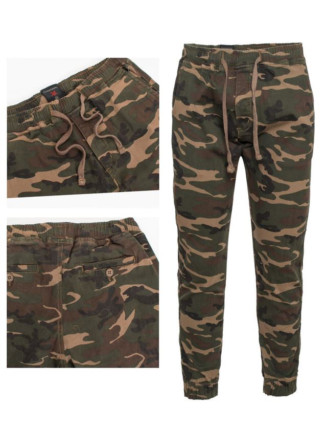 Men's Twill Jogger Camo Pants Drawstrings Trouser Straight Leg Fit Soft - 第 2/3 張圖片