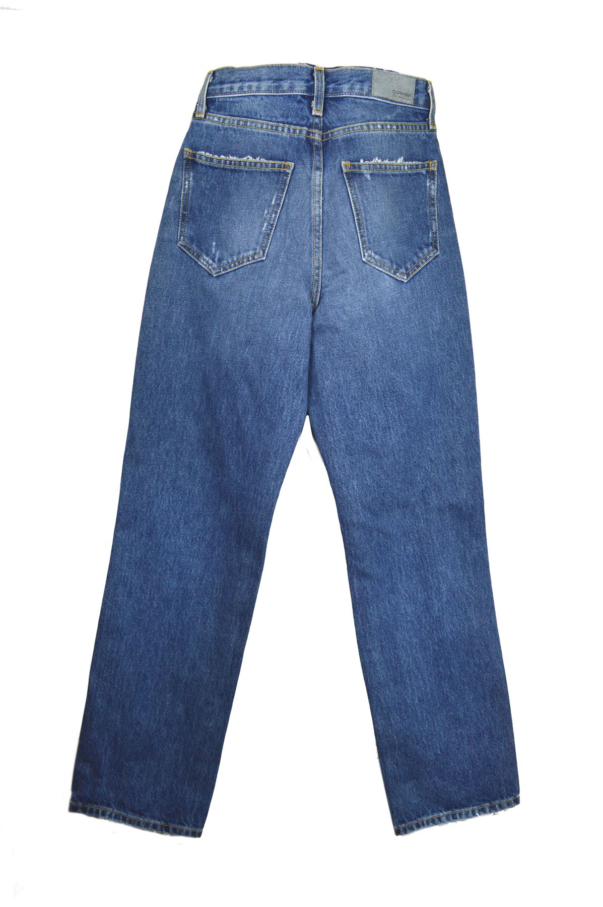 CARMAR JUNIOR WOMEN'S HIGH RISE STRAIGHT LEG NON-STRETCH RIPPED