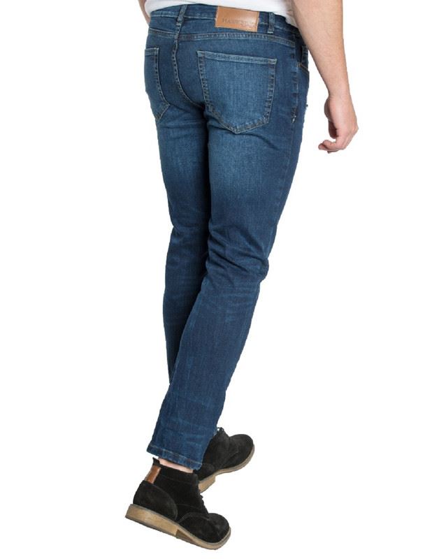 HAWKS BAY MEN'S SLIM DISTRESSED TAPPER DENIM JEANS