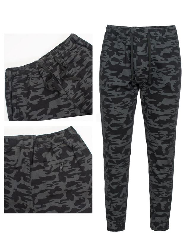 Men's Twill Jogger Camo Pants Drawstrings Trouser Straight Leg Fit Soft - 第 3/3 張圖片