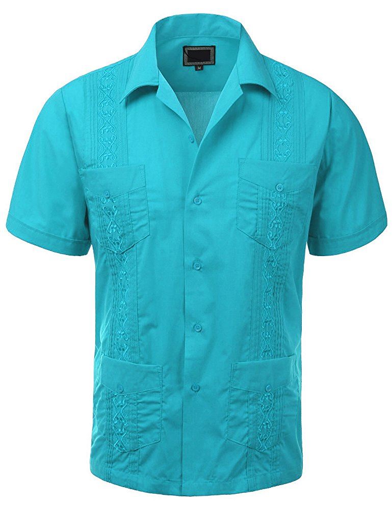 Maximos Men S Short Sleeve Button Up Cuban Guayabera Dress Shirt Ebay