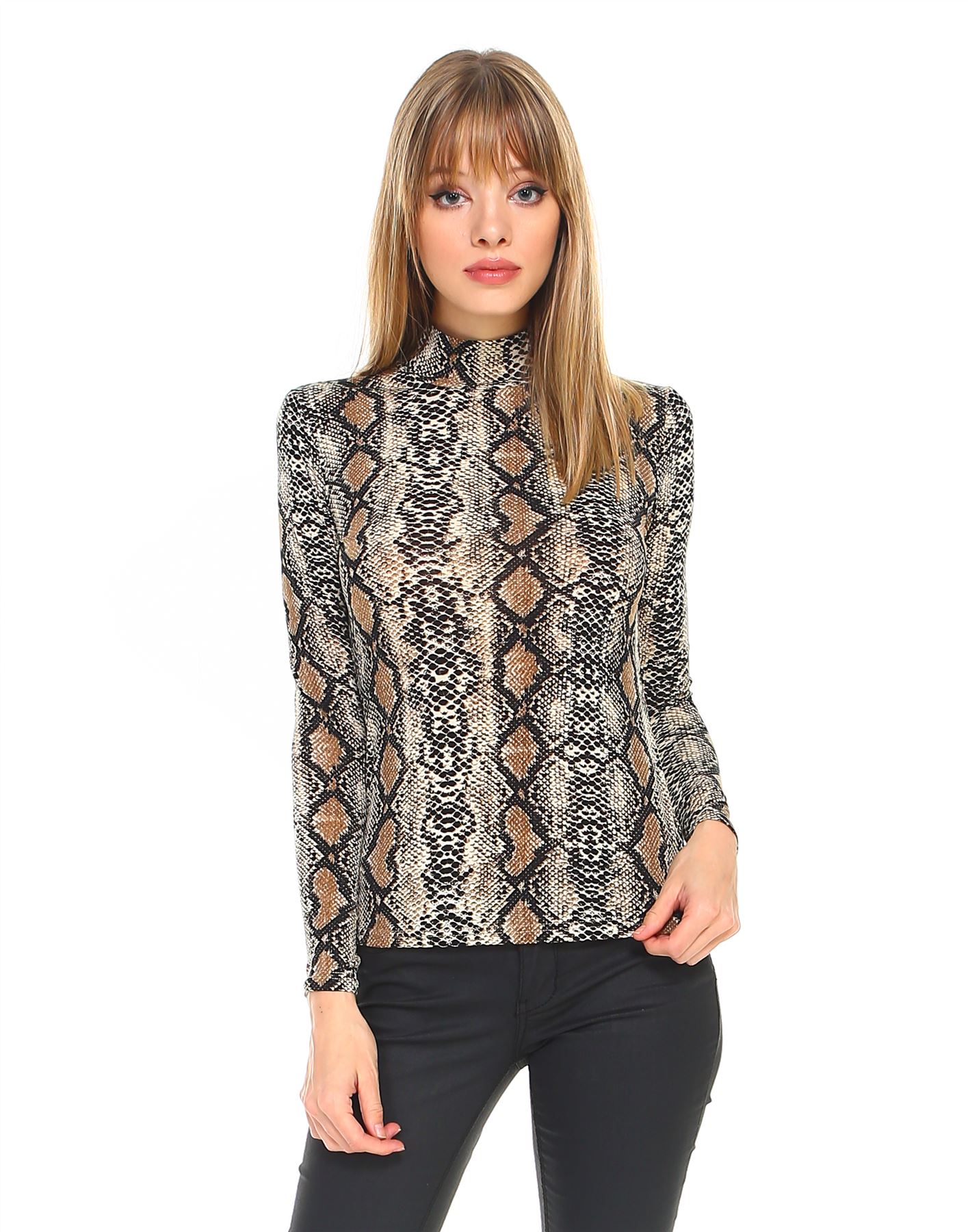 snake print turtleneck