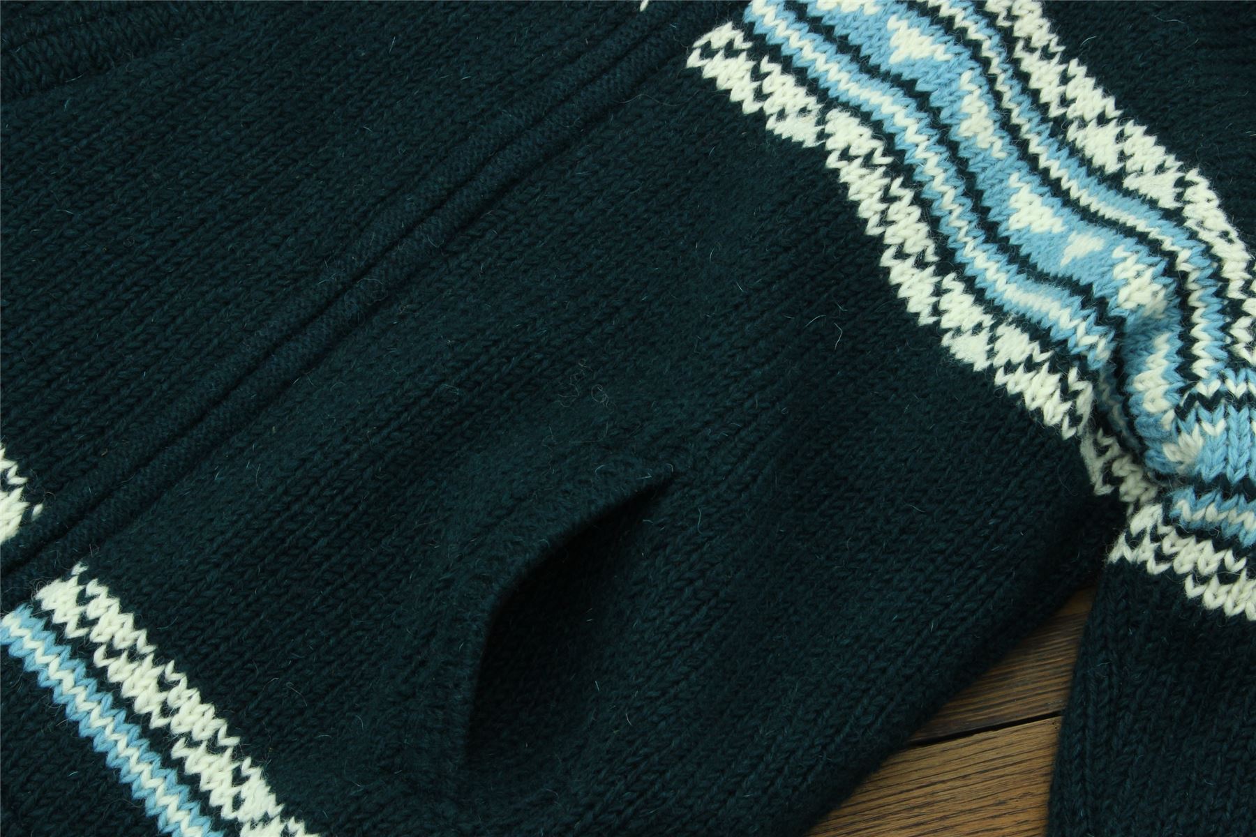 Hand Knitted Wool Hooded Jacket Cardigan Hoodie Nepal Warm Lined Boho Zip - Picture 6 of 100