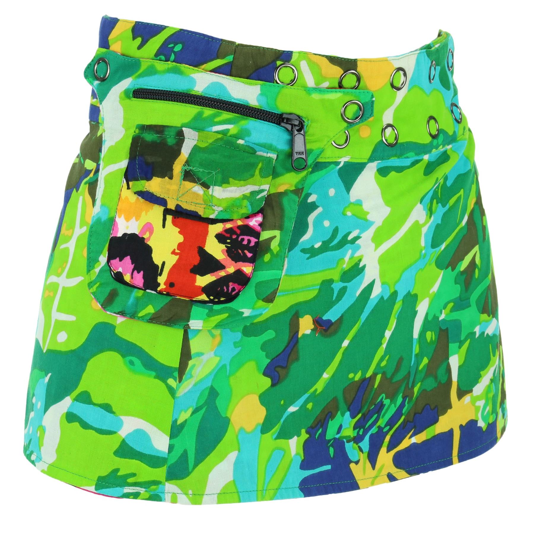 Hippie Bohemian Short Popper Childrens Skirt Boho Pocket Wrap Reversible Stud - Picture 53 of 56