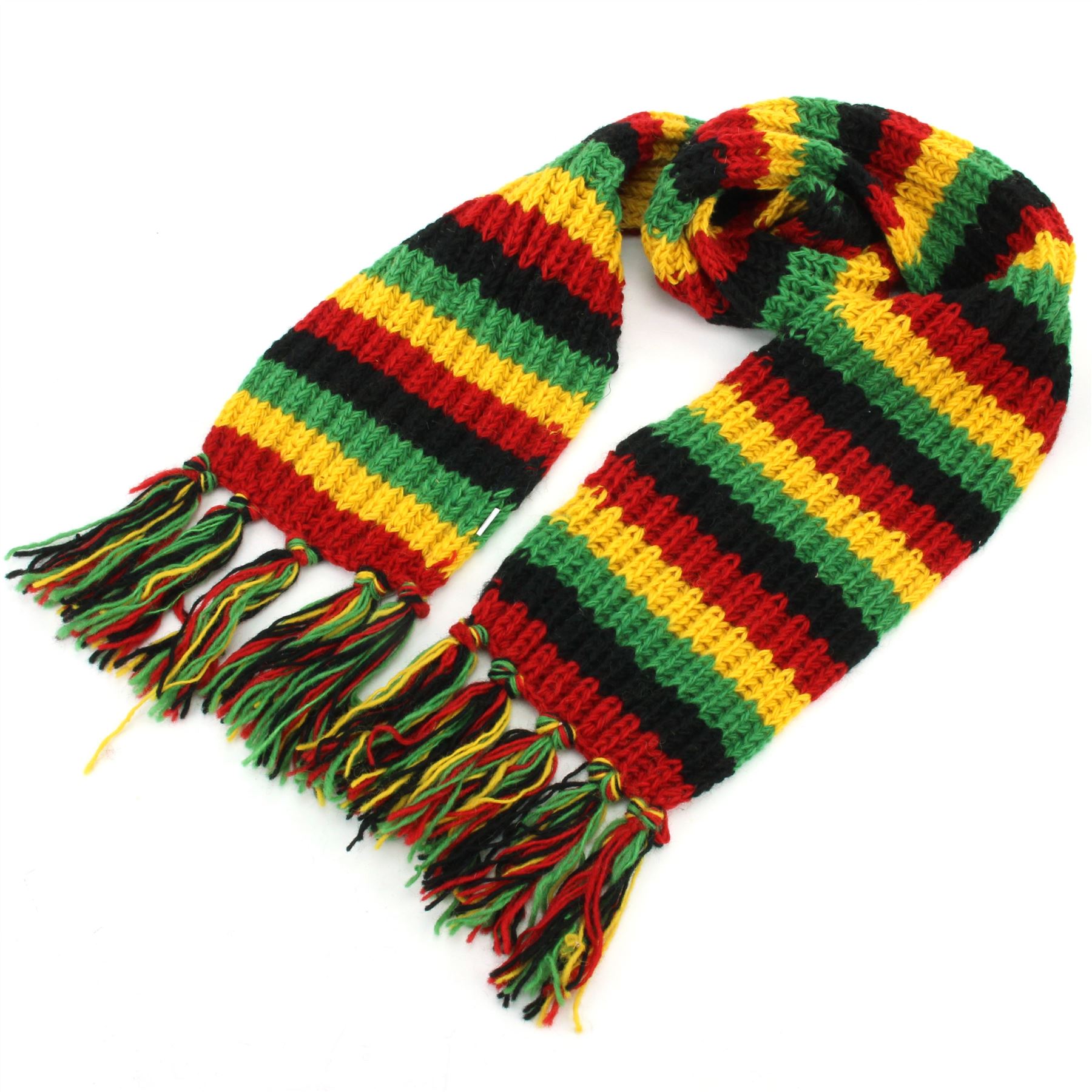 Hand Knitted Wool Scarf Woolly Warm Winter Cosy Stripe Space Dye Rainbow Pattern - Picture 73 of 97