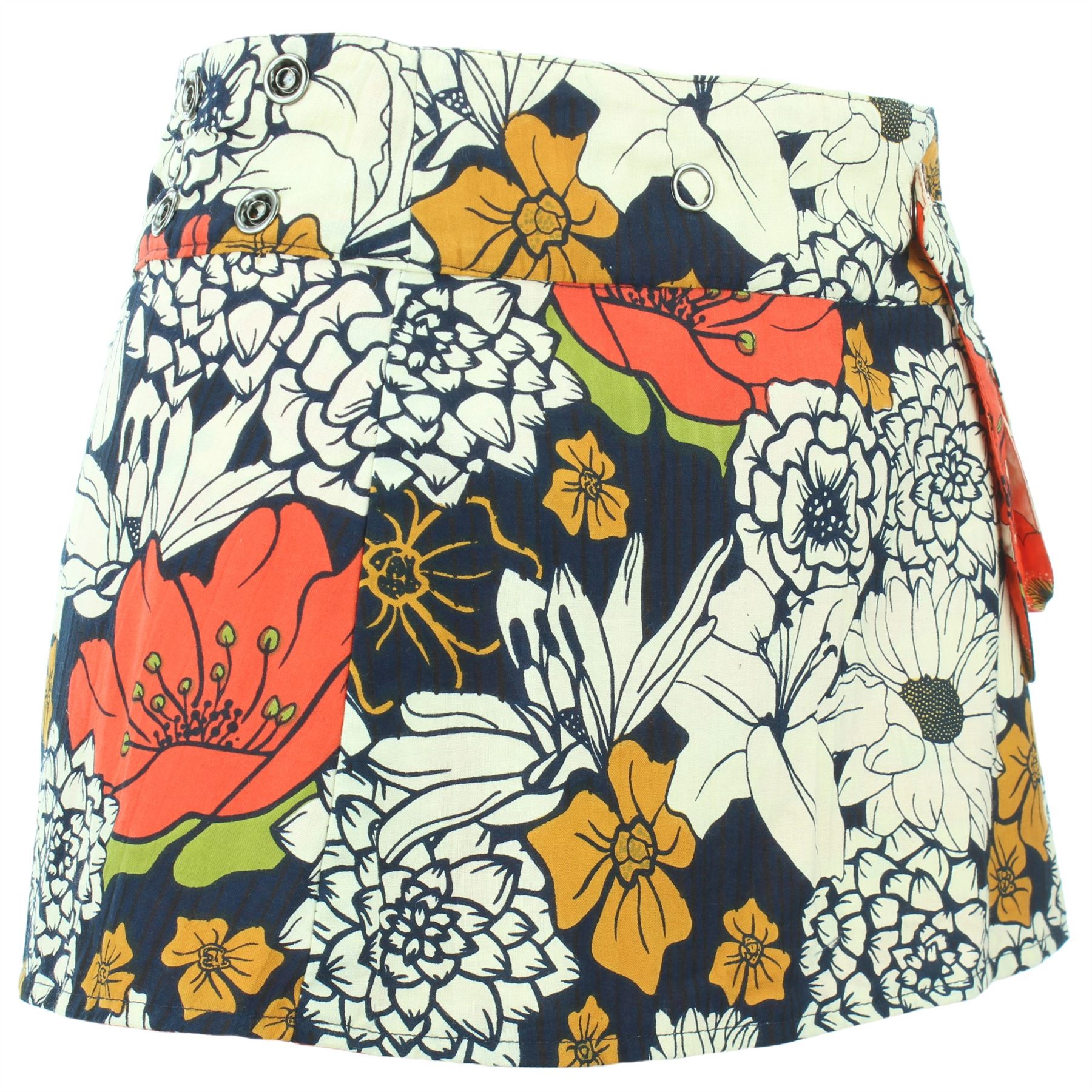 Hippie Bohemian Short Popper Childrens Skirt Boho Pocket Wrap Reversible Stud - Picture 32 of 56