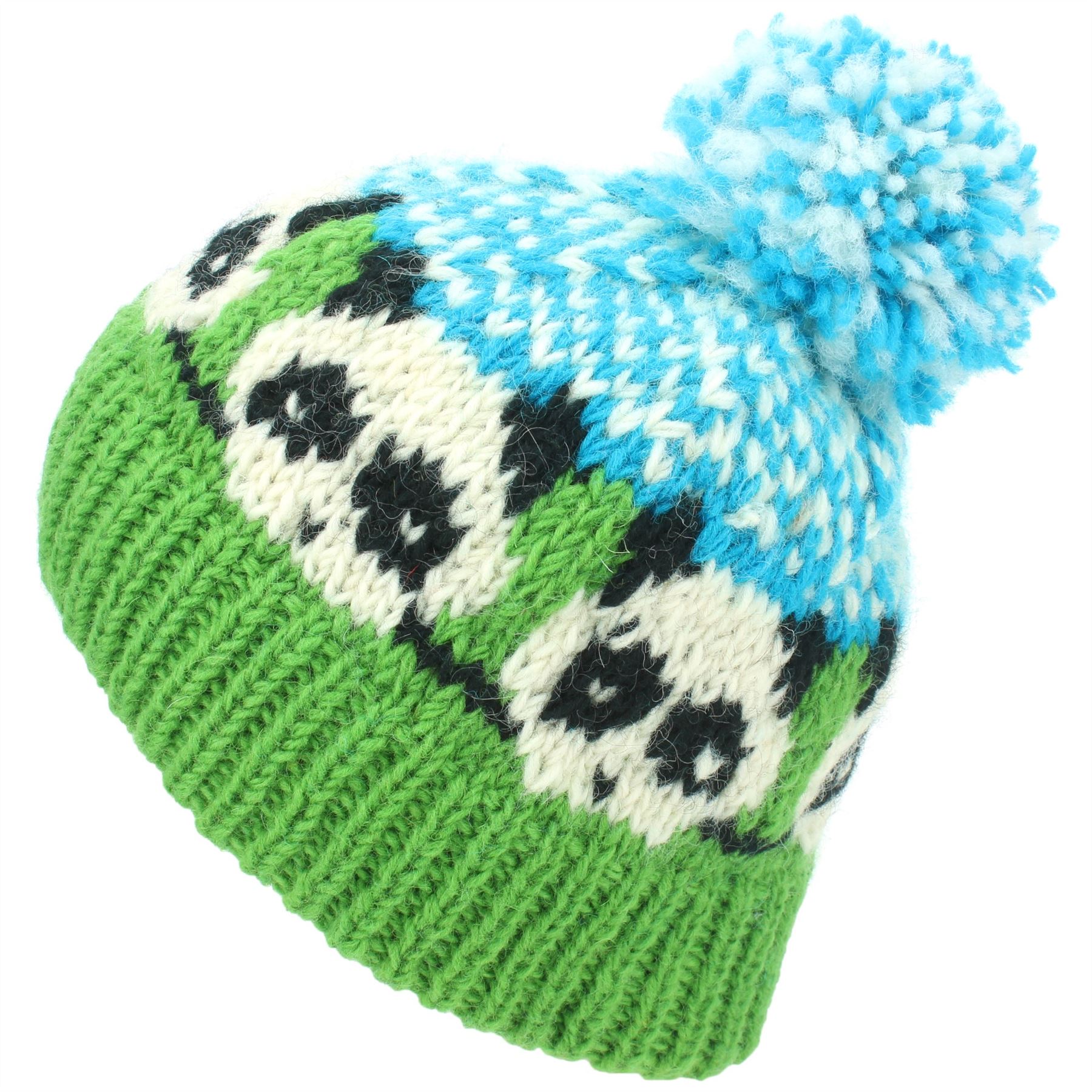 Wool Beanie Hat Bobble Knit Knitted PANDA Lined Men Ladies Warm Winter - Picture 8 of 28