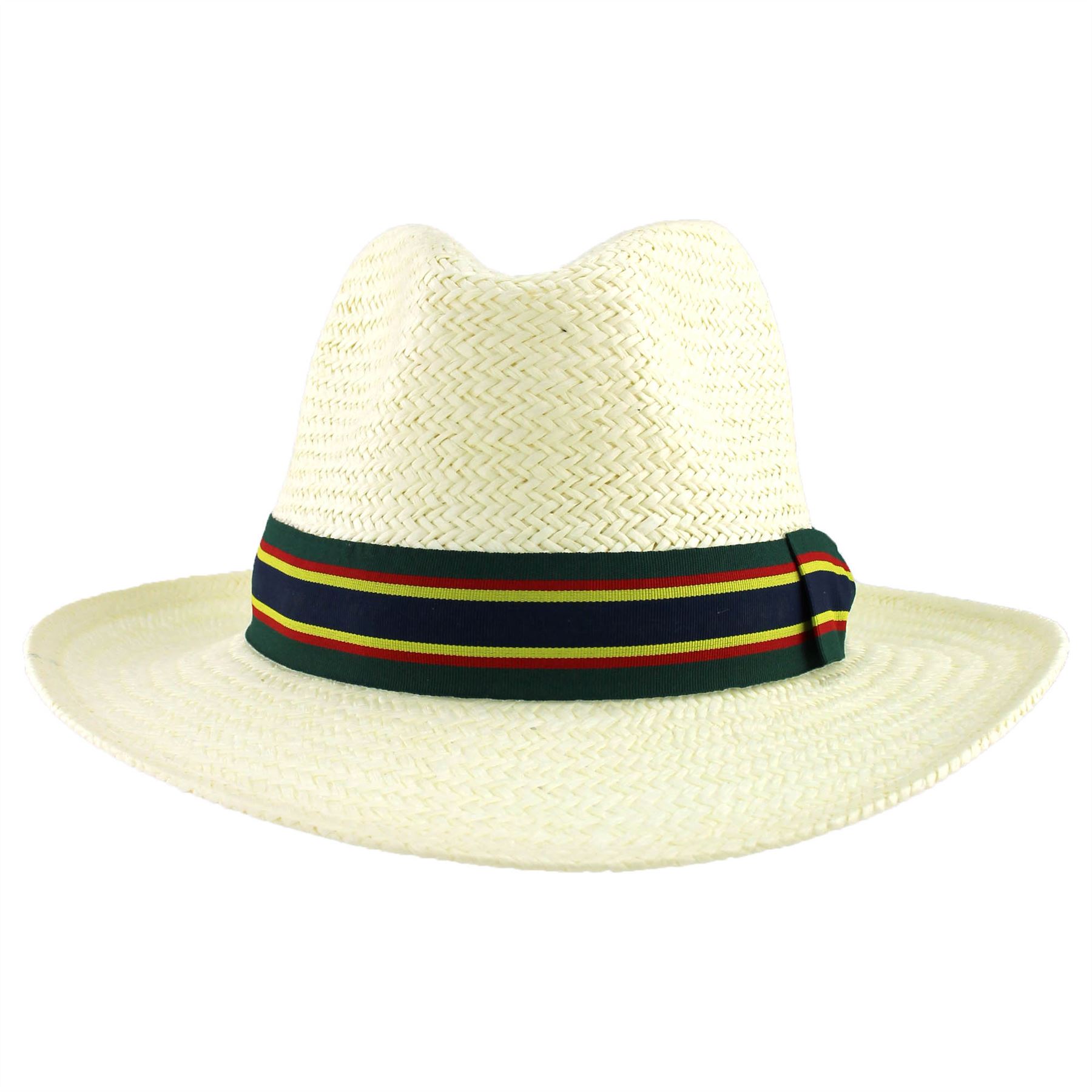 Cappello di Paglia Panama a Strisce Banda larga tesa di BORSALINO FEDORA  FESTIVAL Cricket Cap | eBay