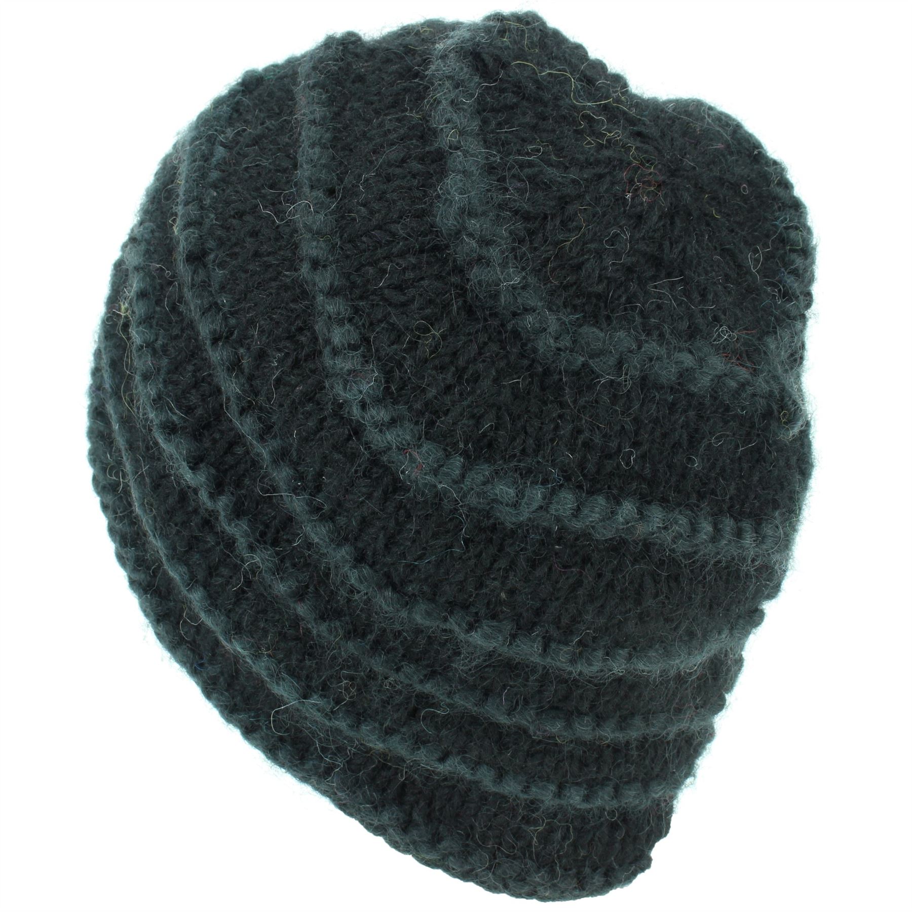 Wool Knit Beanie Hat Handmade Men Ladies Warm Winter Space Dye Ribbed - Picture 19 of 65