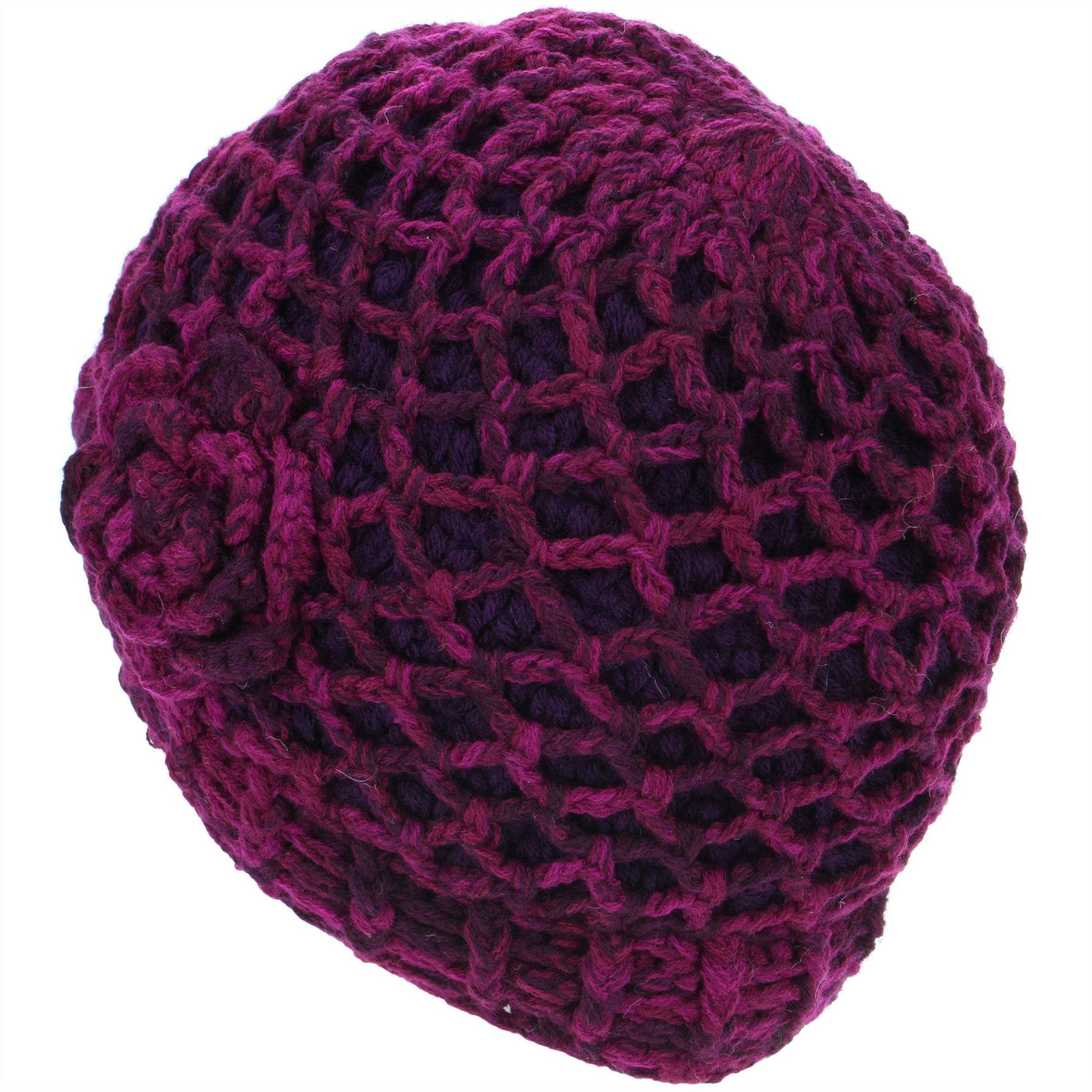 Beanie Hat Cap Warm Winter Lattice Flower Soft Lined LoudElephant Acrylic Knit - Picture 15 of 17