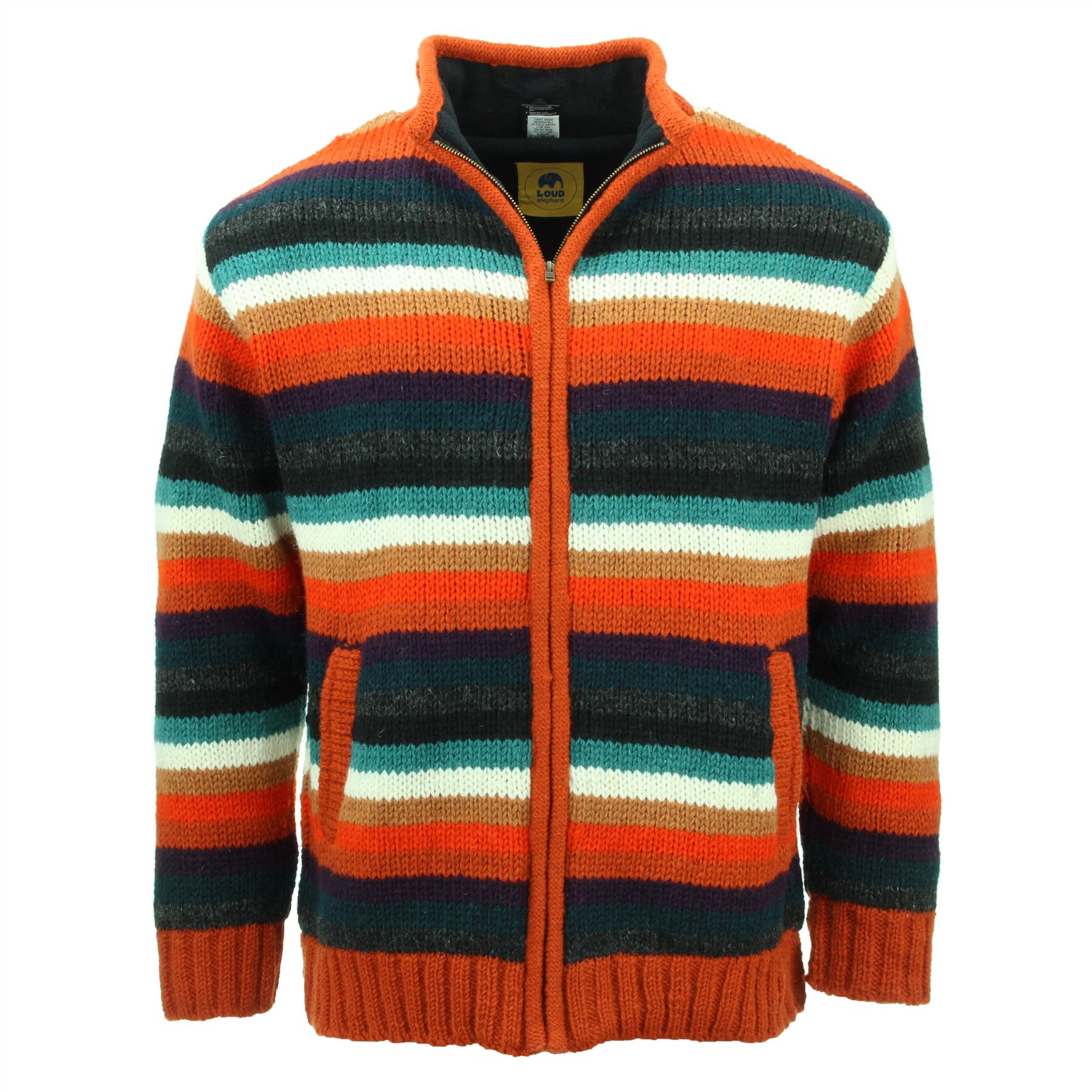 Hand Knitted Wool Jacket Cardigan LoudElephant Nepal Warm Lined Unisex - Picture 38 of 102