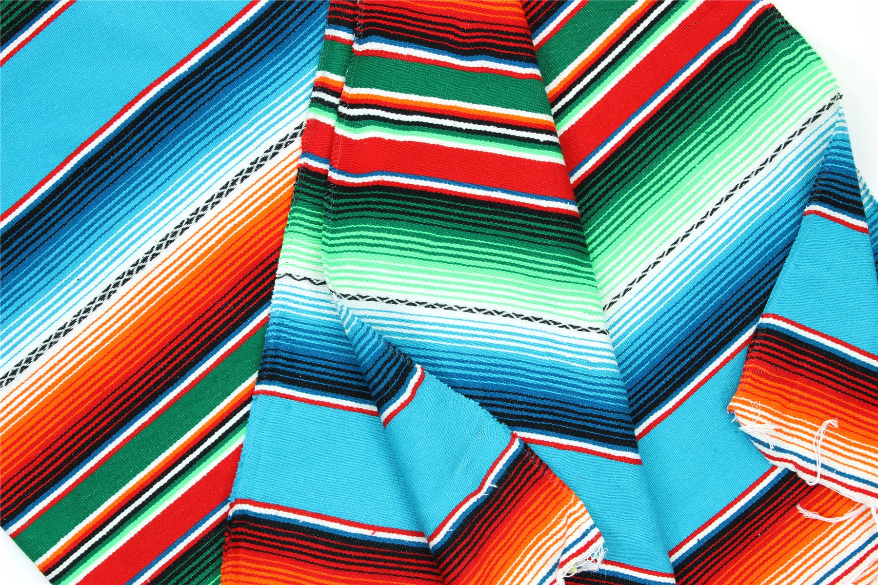 Handwoven Mexican Serape Traditional Jorongo Blanket Shawl Cloak Bright Striped - Picture 28 of 105