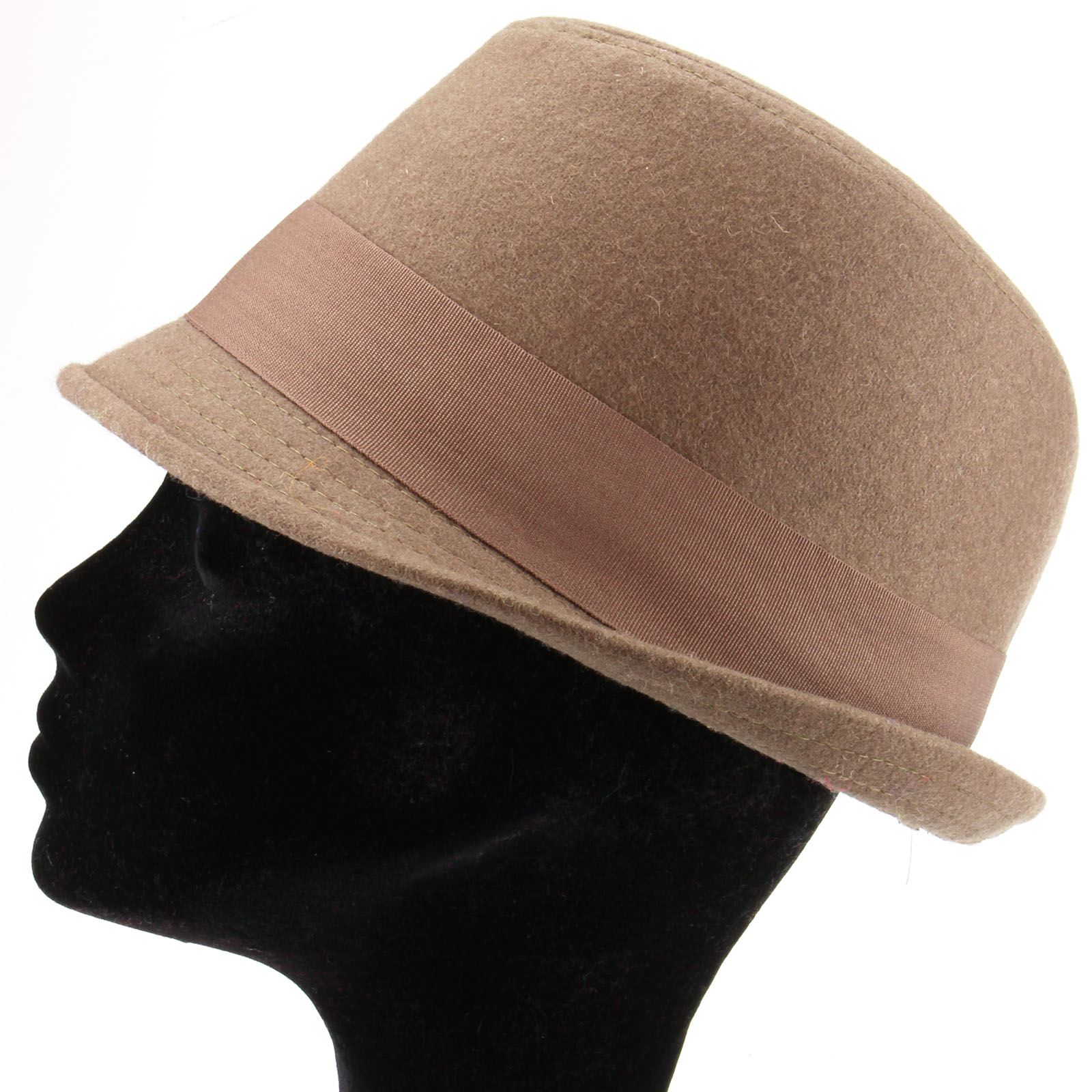 LADIES TRILBY HAT WITH SIDE BOW BOWKNOT SHORT BRIM WOOL RED NAVY BLUE