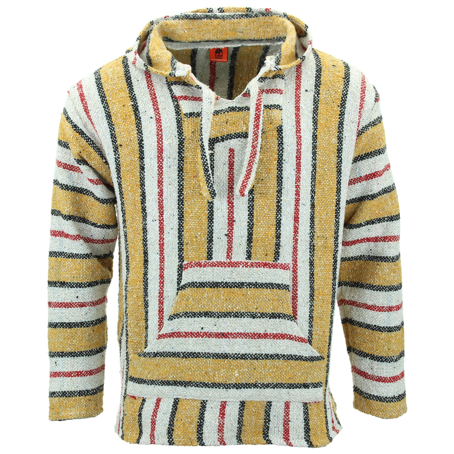 Recycled Mexican Baja Jerga Hoody Sweatshirt Jacket Hooded Warm Hippy Plus Size - Picture 56 of 189
