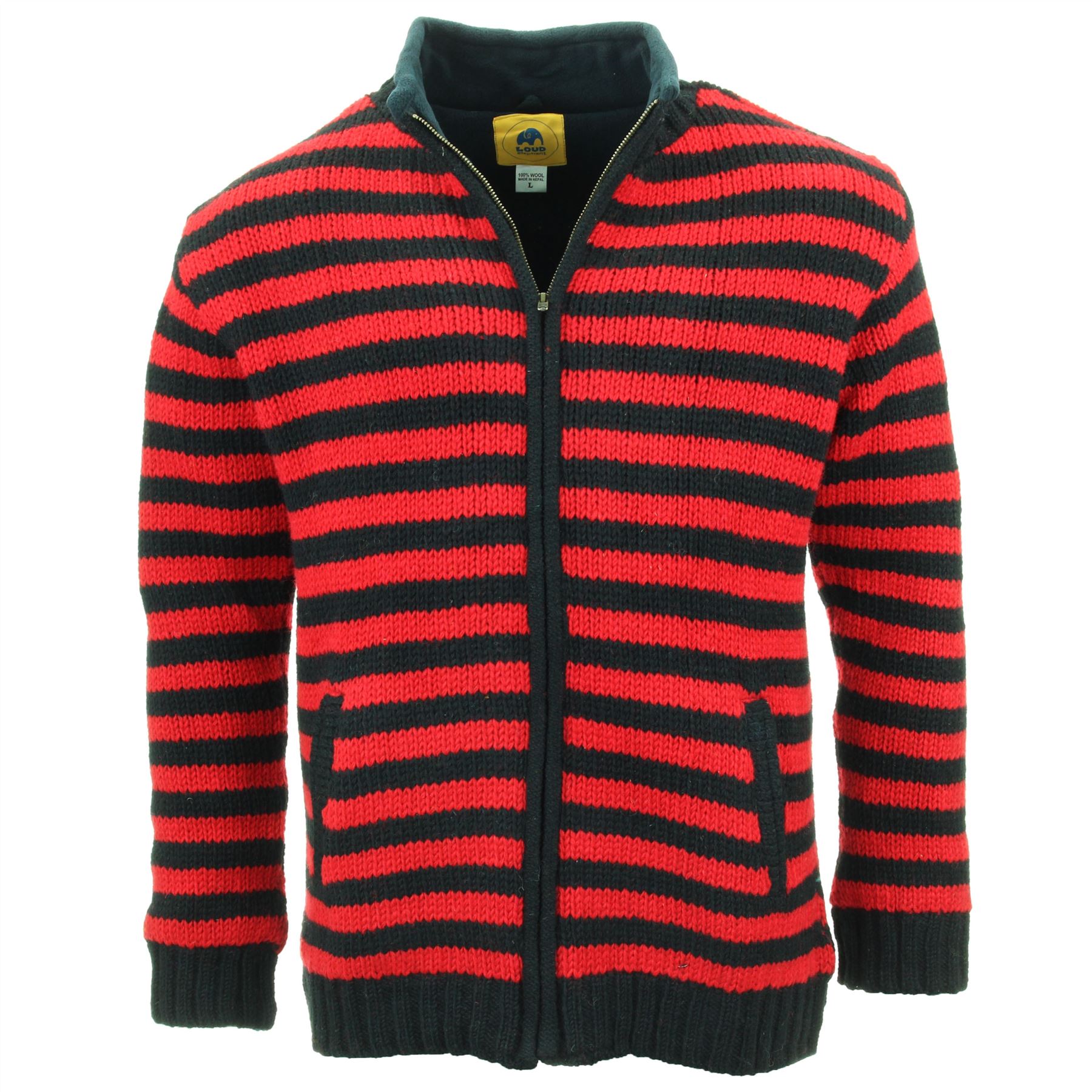 Hand Knitted Wool Jacket Cardigan LoudElephant Nepal Warm Lined Unisex - Picture 48 of 102