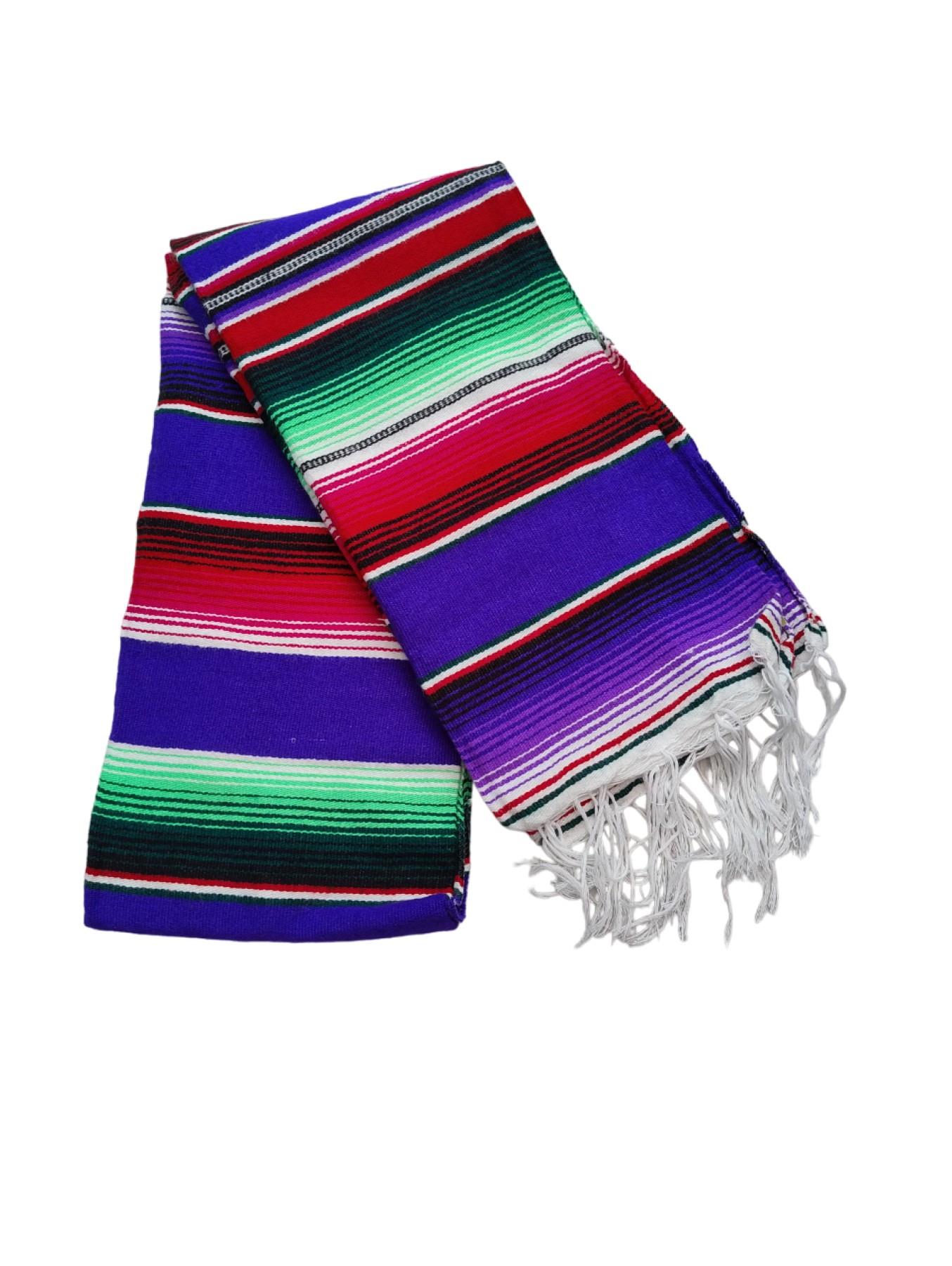 Handwoven Mexican Serape Traditional Jorongo Blanket Shawl Cloak Bright Striped - Picture 93 of 105