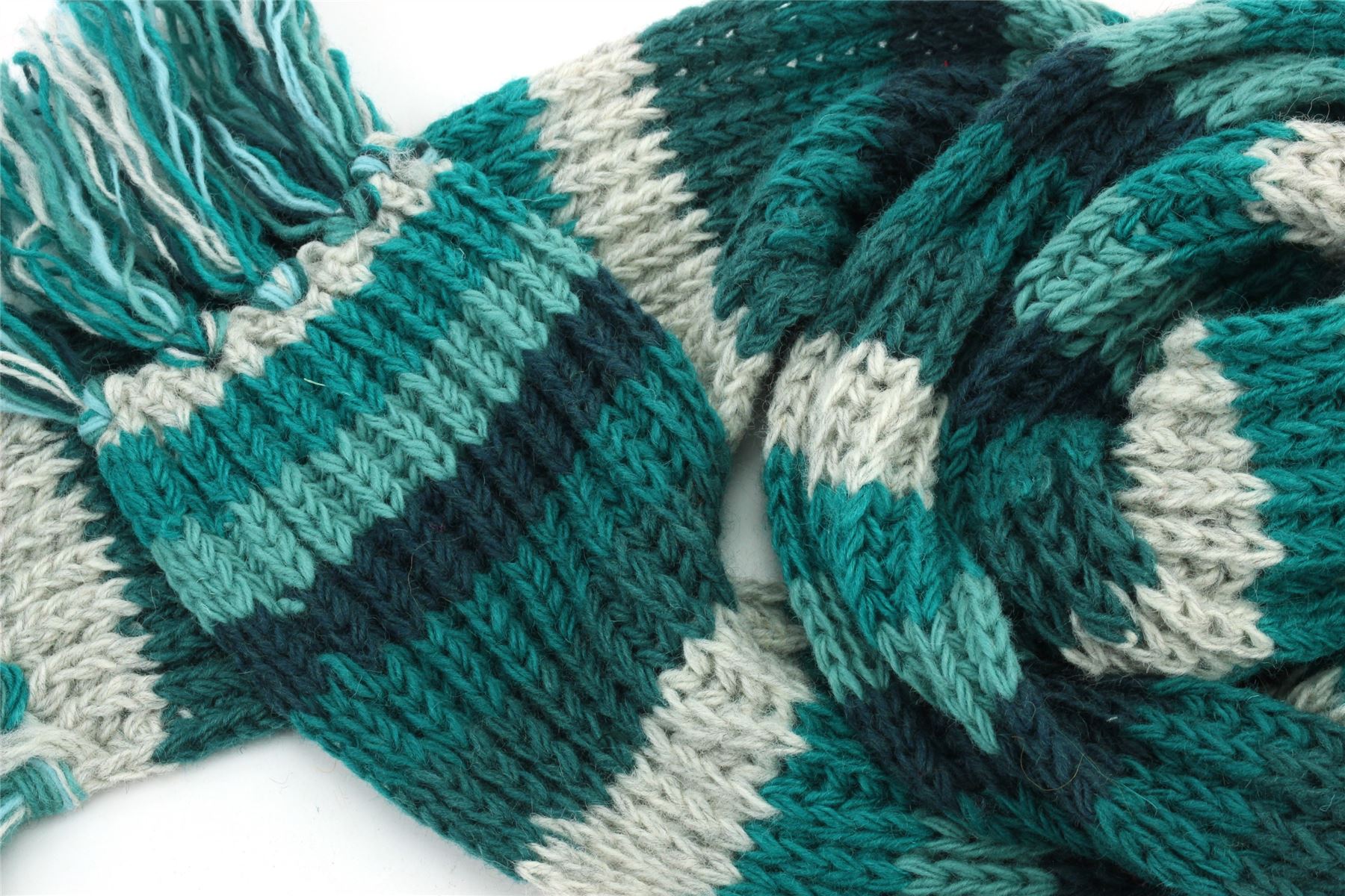 Hand Knitted Wool Scarf Woolly Warm Winter Cosy Stripe Space Dye Rainbow Pattern - Picture 90 of 97