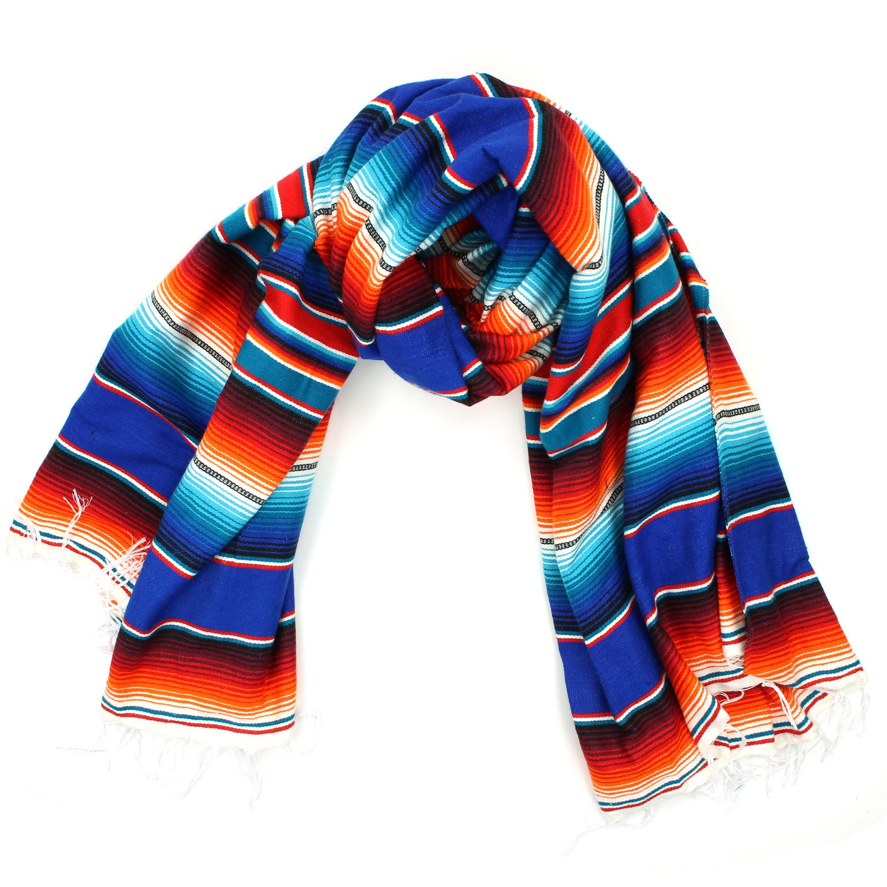 Handwoven Mexican Serape Traditional Jorongo Blanket Shawl Cloak Bright Striped - Picture 9 of 105