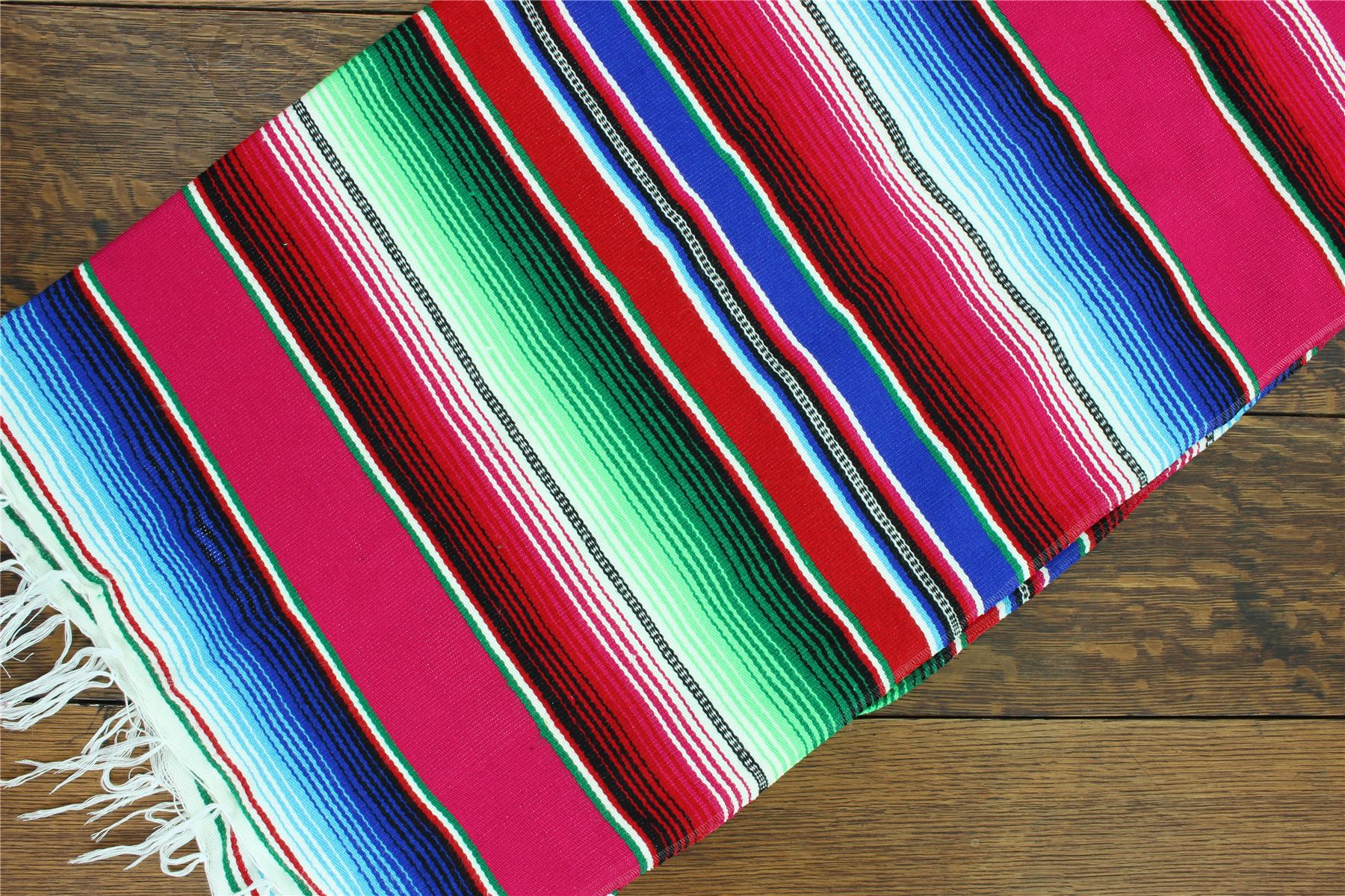 Handwoven Mexican Serape Traditional Jorongo Blanket Shawl Cloak Bright Striped - Picture 80 of 105