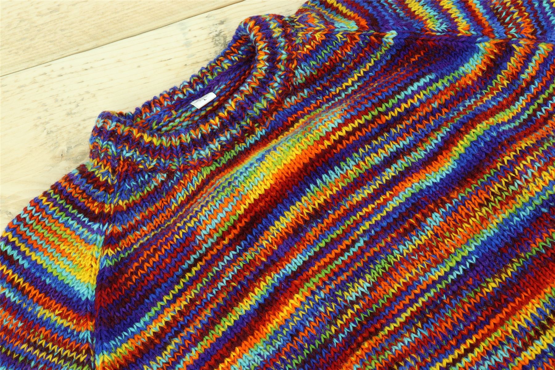 Wool Knit Jumper Sweater Pullover Fairisle Nordic Abstract Warm Nepal Loose - Picture 61 of 81