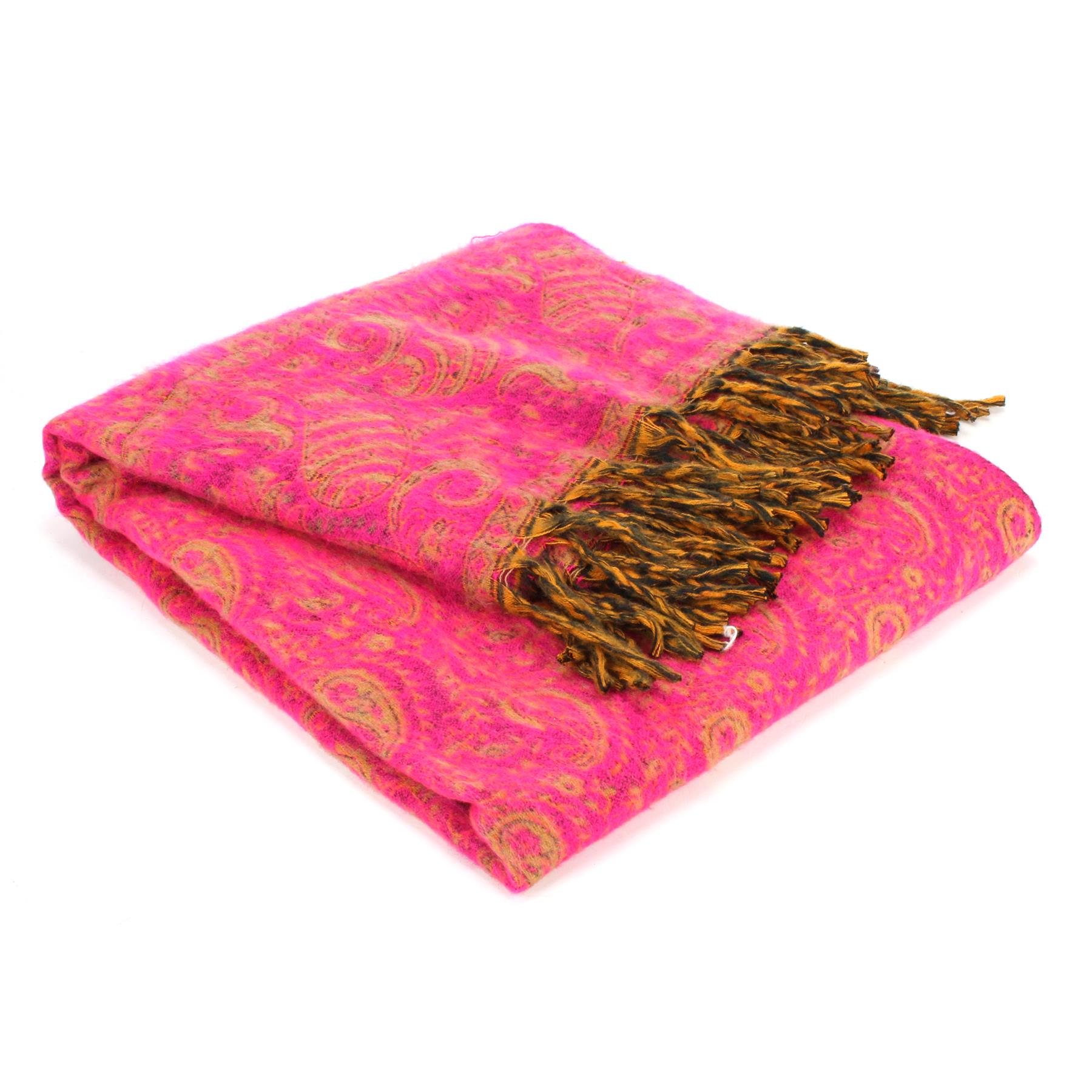 Acrylic Wool Blanket Shawl Wrap Throw Finest Softest India Paisley Travel - Picture 3 of 14