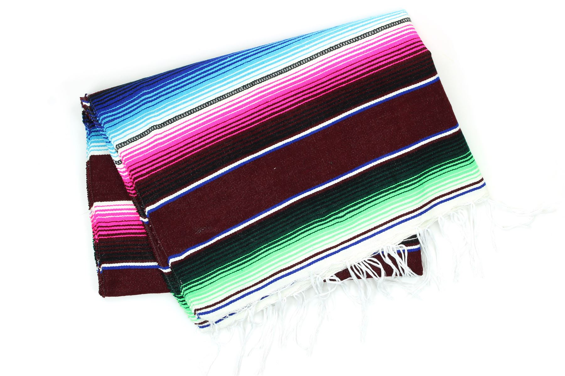 Handwoven Mexican Serape Traditional Jorongo Blanket Shawl Cloak Bright Striped - Picture 54 of 105