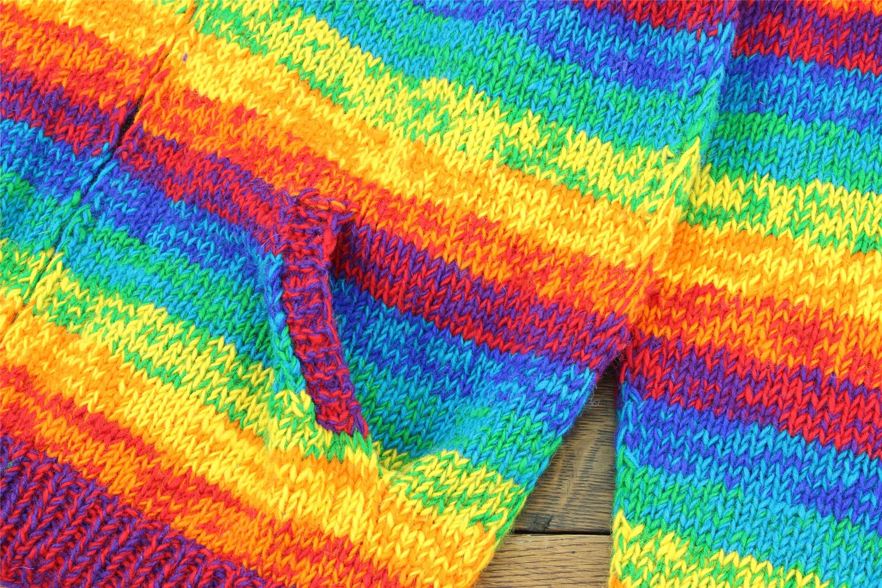 Hand Knitted Wool Hooded Jacket Cardigan Hoody Hoodie Nepal Warm Lined Ethnic - Picture 65 of 71