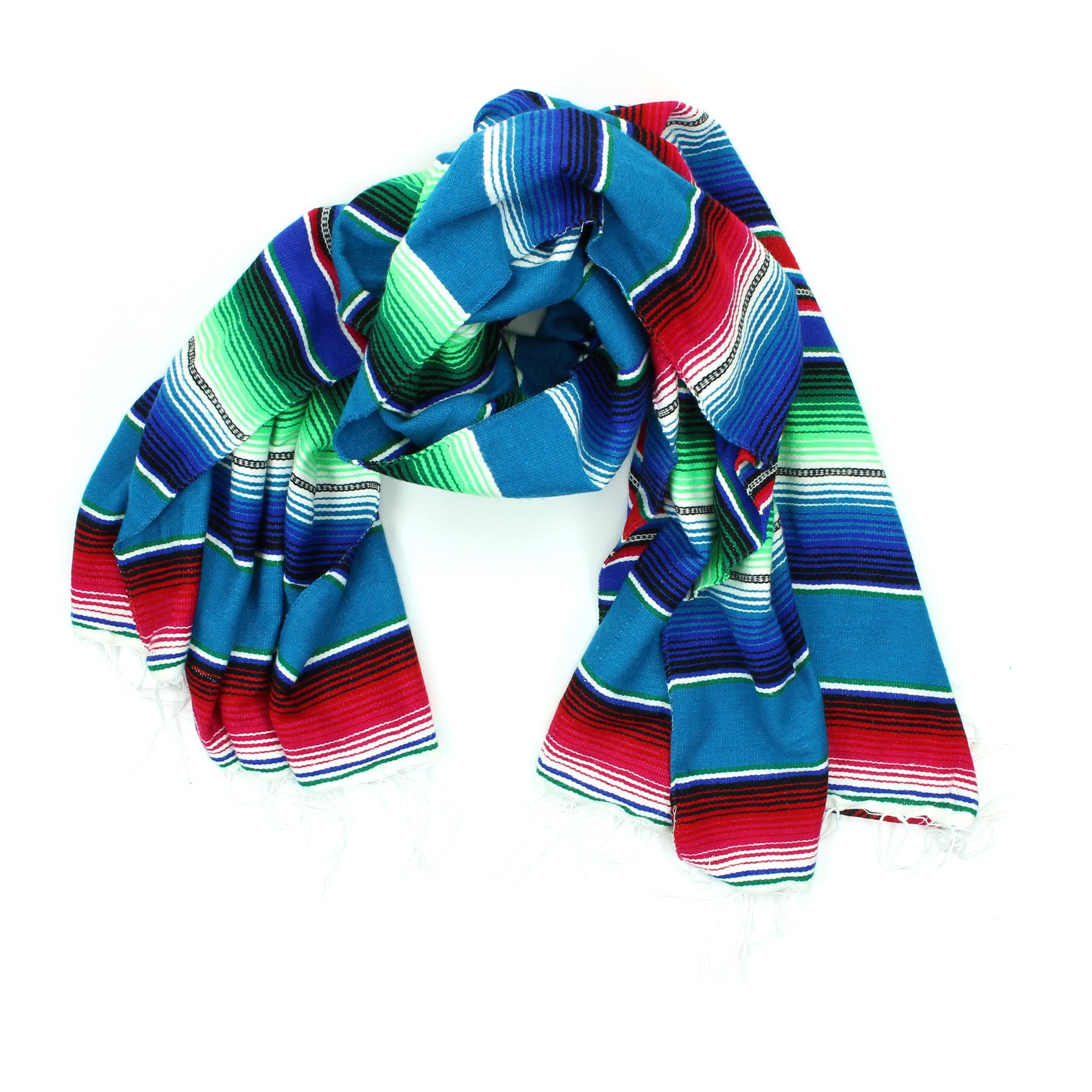 Handwoven Mexican Serape Traditional Jorongo Blanket Shawl Cloak Bright Striped - Picture 62 of 105