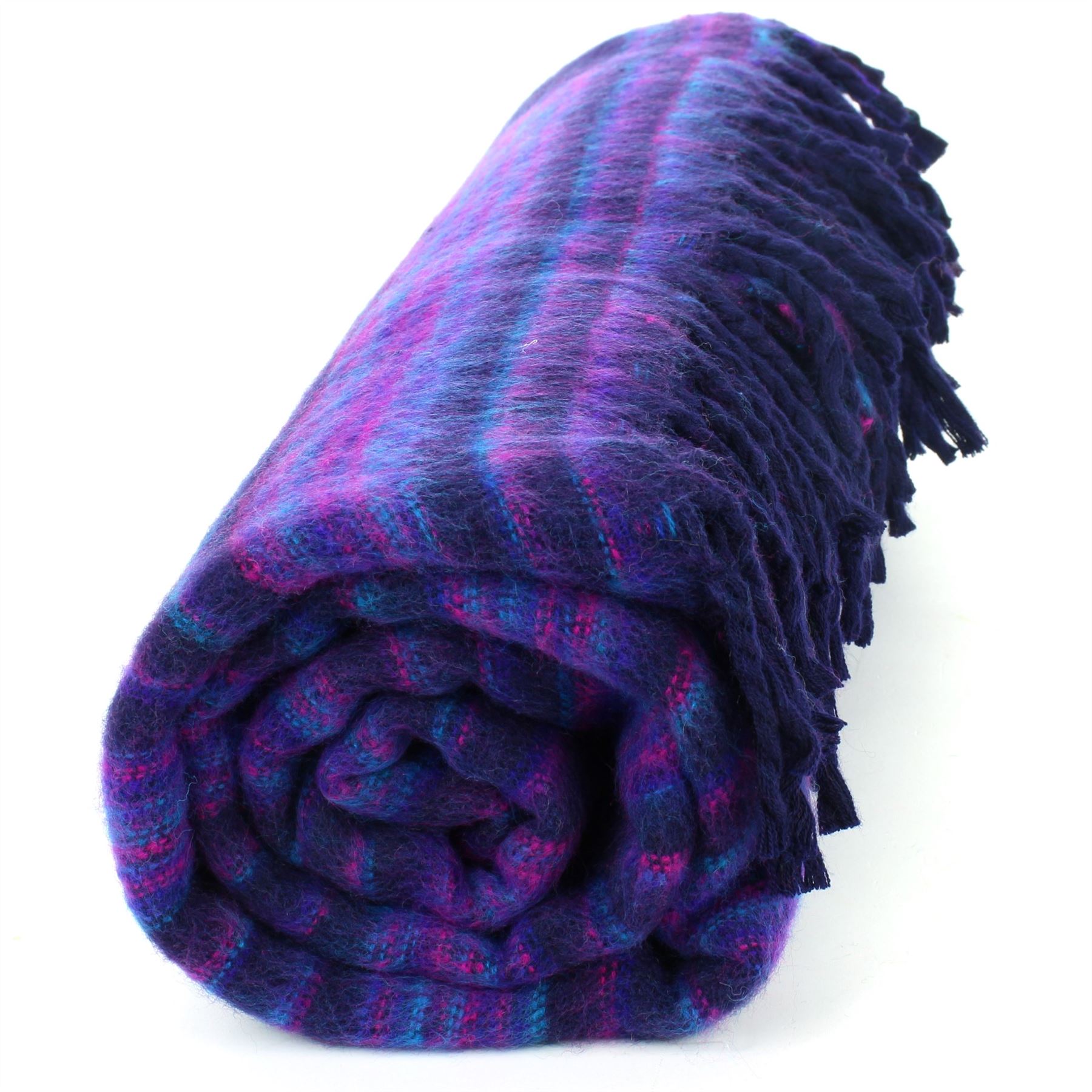 Vegan Wool Shawl Blanket Stripe Hill Queen Wrap Throw Boho Meditation Travel - Picture 17 of 50