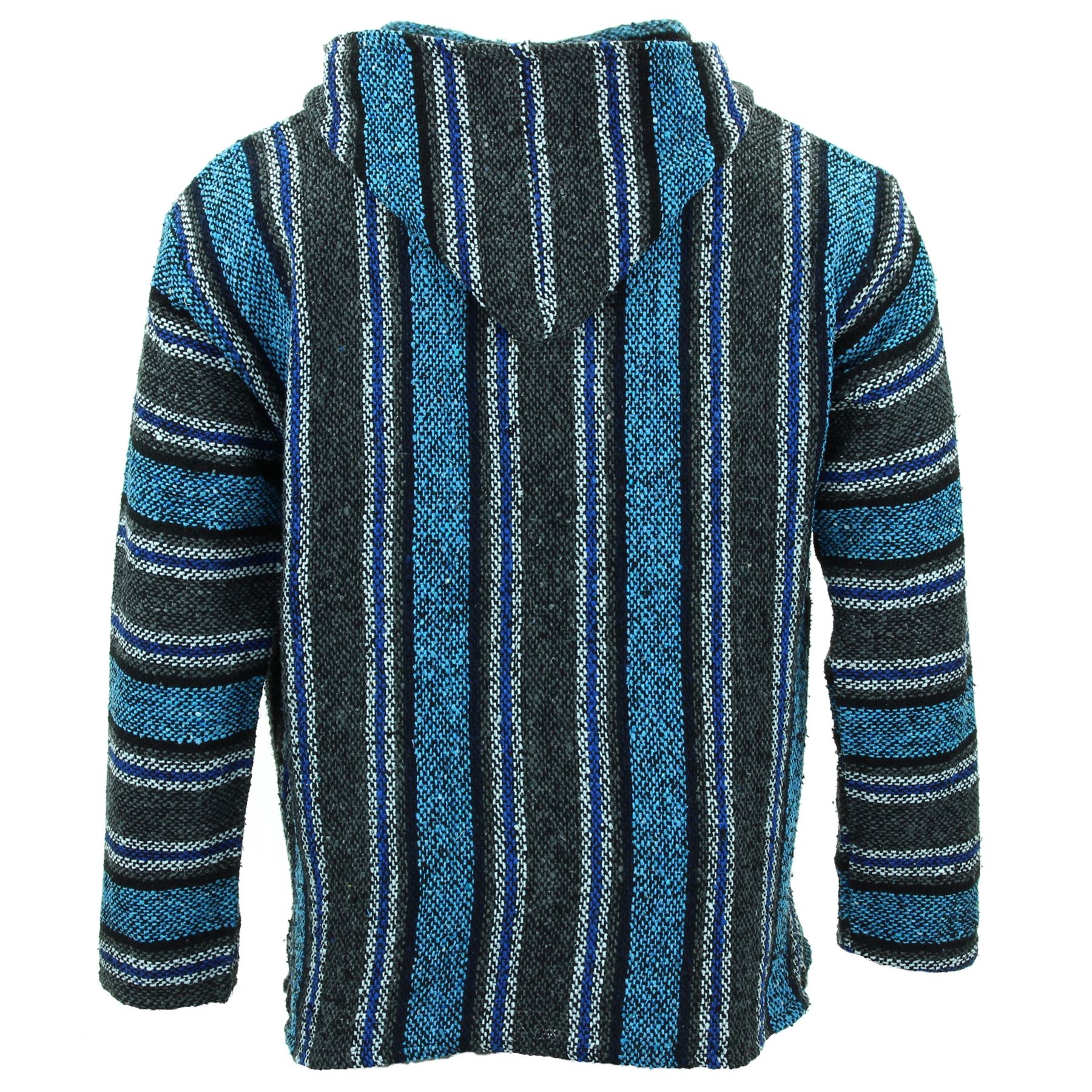 Recycled Mexican Baja Jerga Hoody Sweatshirt Jacket Hooded Warm Hippy Plus Size - Picture 52 of 189