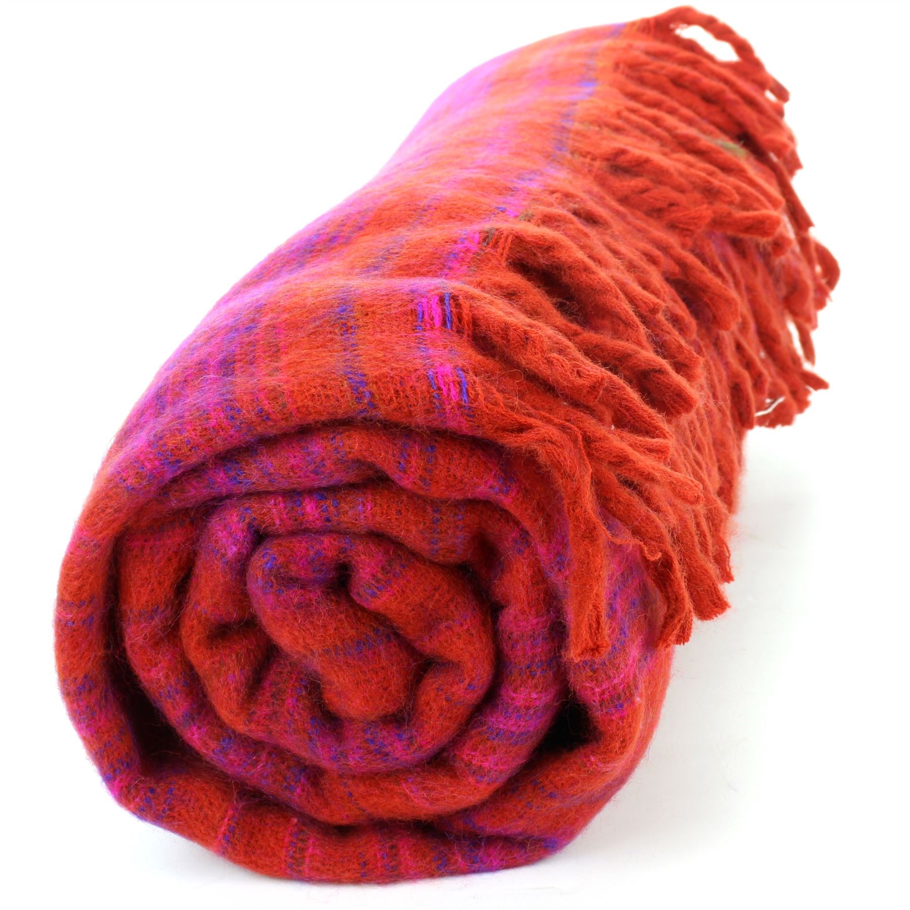Vegan Wool Shawl Blanket Stripe Hill Queen Wrap Throw Boho Meditation Travel - Picture 44 of 50