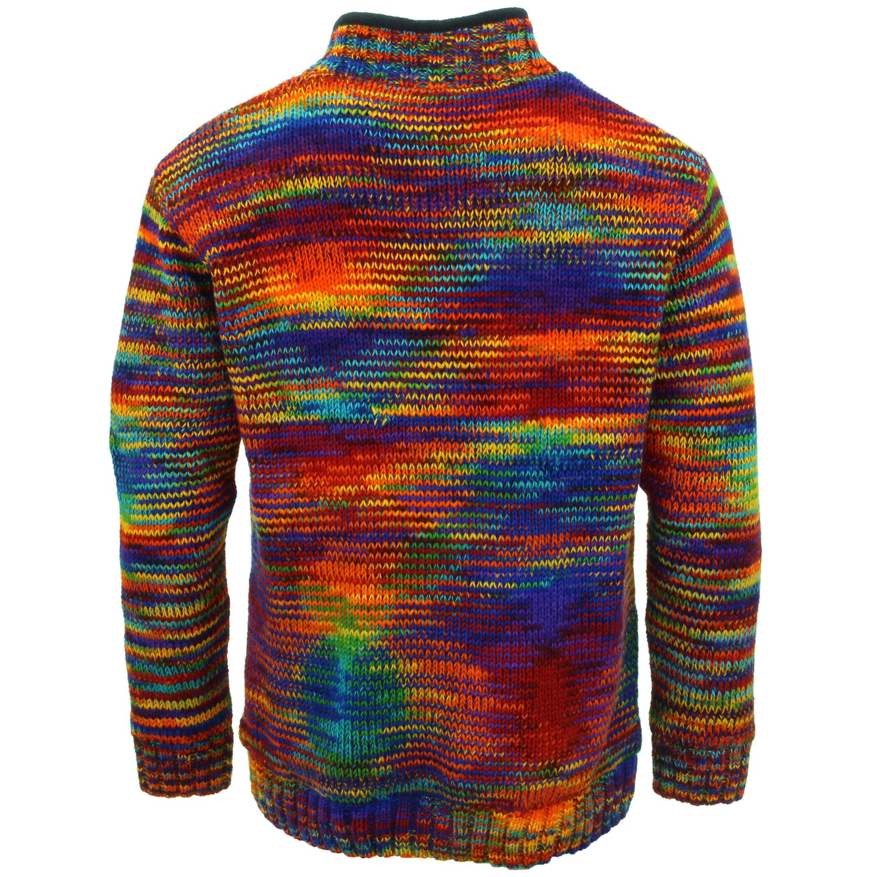 Hand Knitted Wool Jacket Cardigan LoudElephant Nepal Warm Lined Unisex - Picture 16 of 102