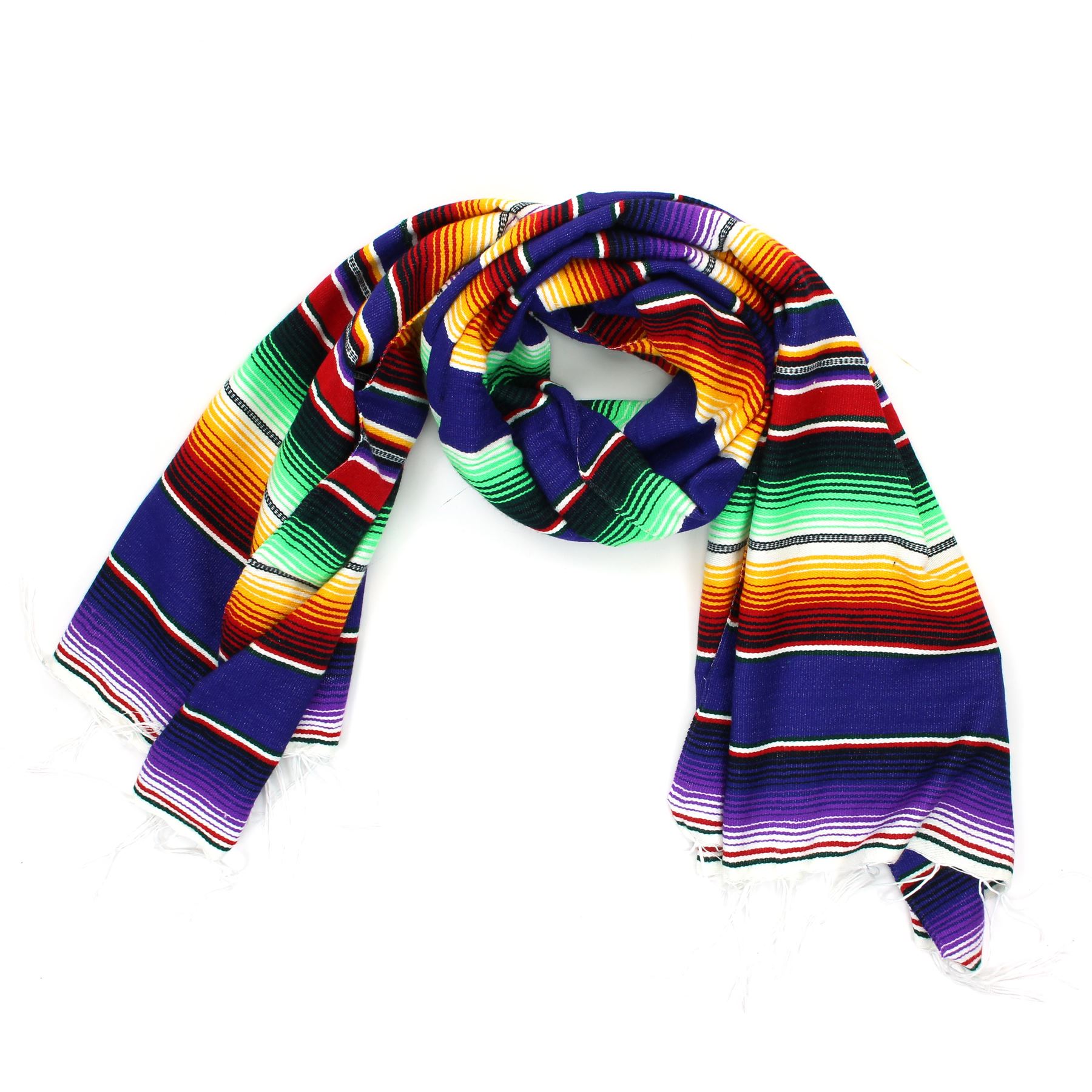 Handwoven Mexican Serape Traditional Jorongo Blanket Shawl Cloak Bright Striped - Picture 82 of 105