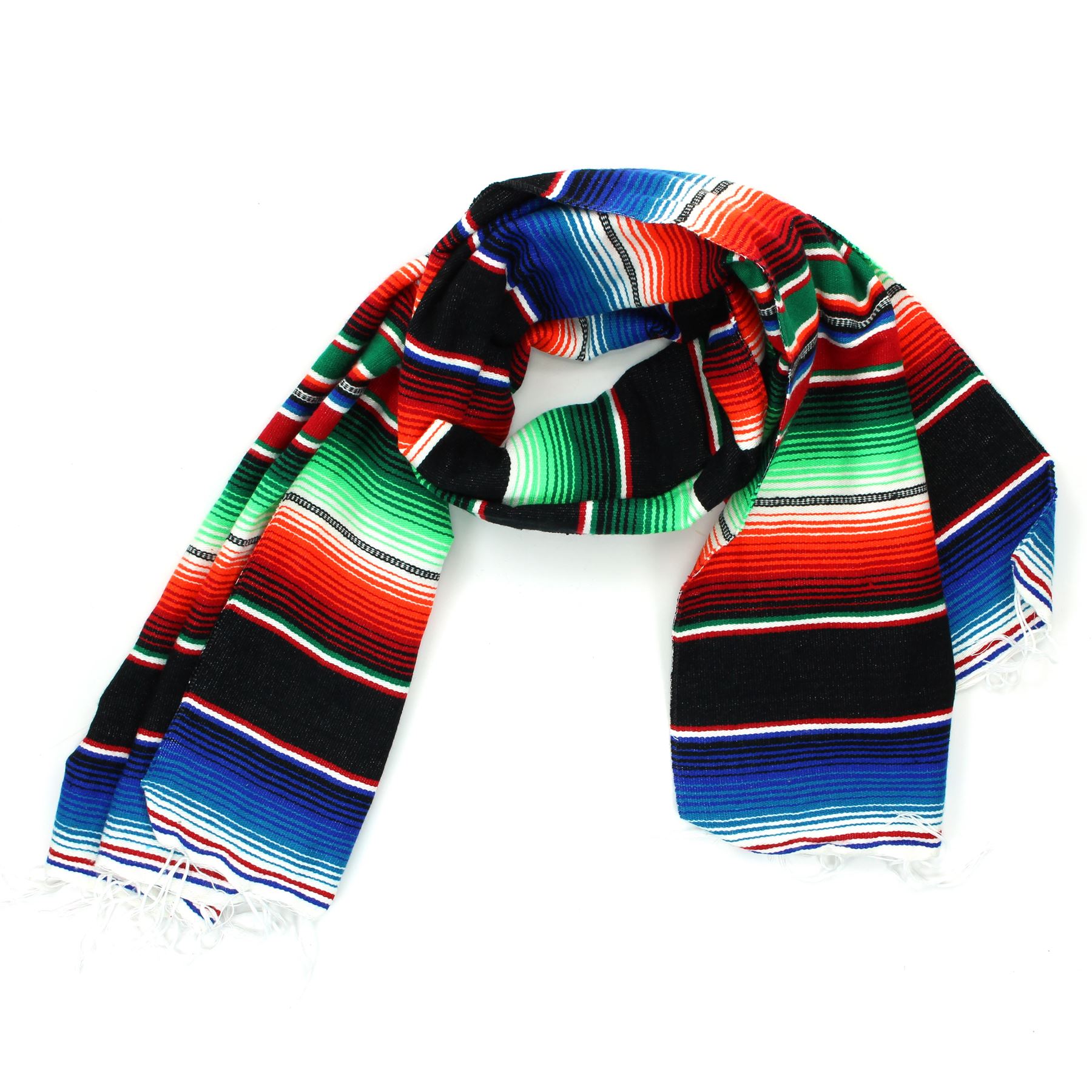 Handwoven Mexican Serape Traditional Jorongo Blanket Shawl Cloak Bright Striped - Picture 47 of 105