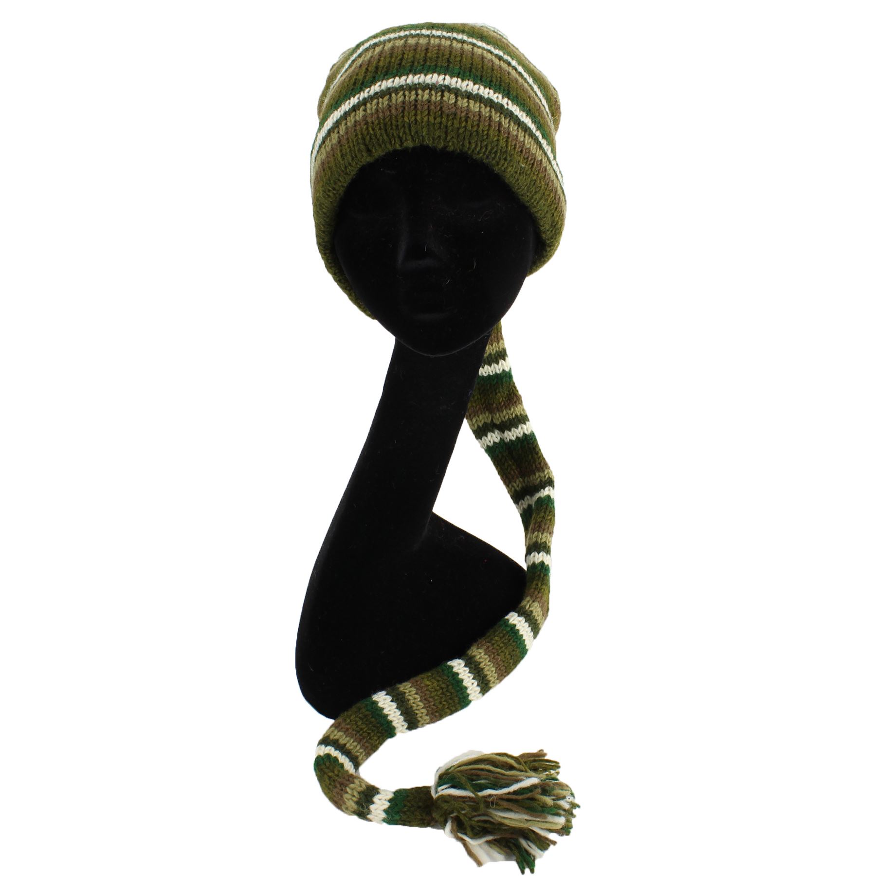 SLOUCH BEANIE HIPPIE FESTIVAL TAIL HAT Wool Knit & Fleece Lined eBay