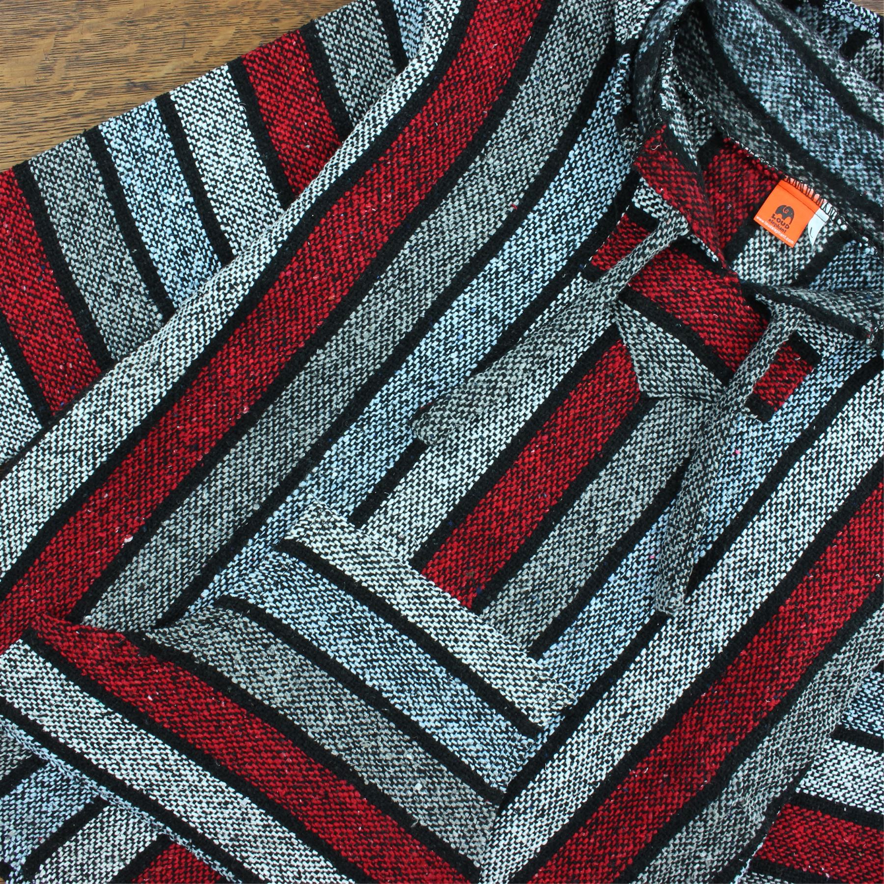 Recycled Mexican Baja Jerga Hoody Sweatshirt Jacket Hooded Warm Hippy Plus Size - Picture 169 of 189
