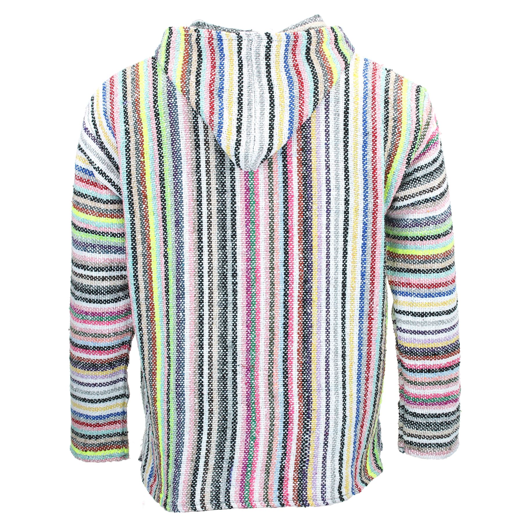 Recycled Mexican Baja Jerga Hoody Sweatshirt Jacket Hooded Warm Hippy Plus Size - Picture 46 of 189