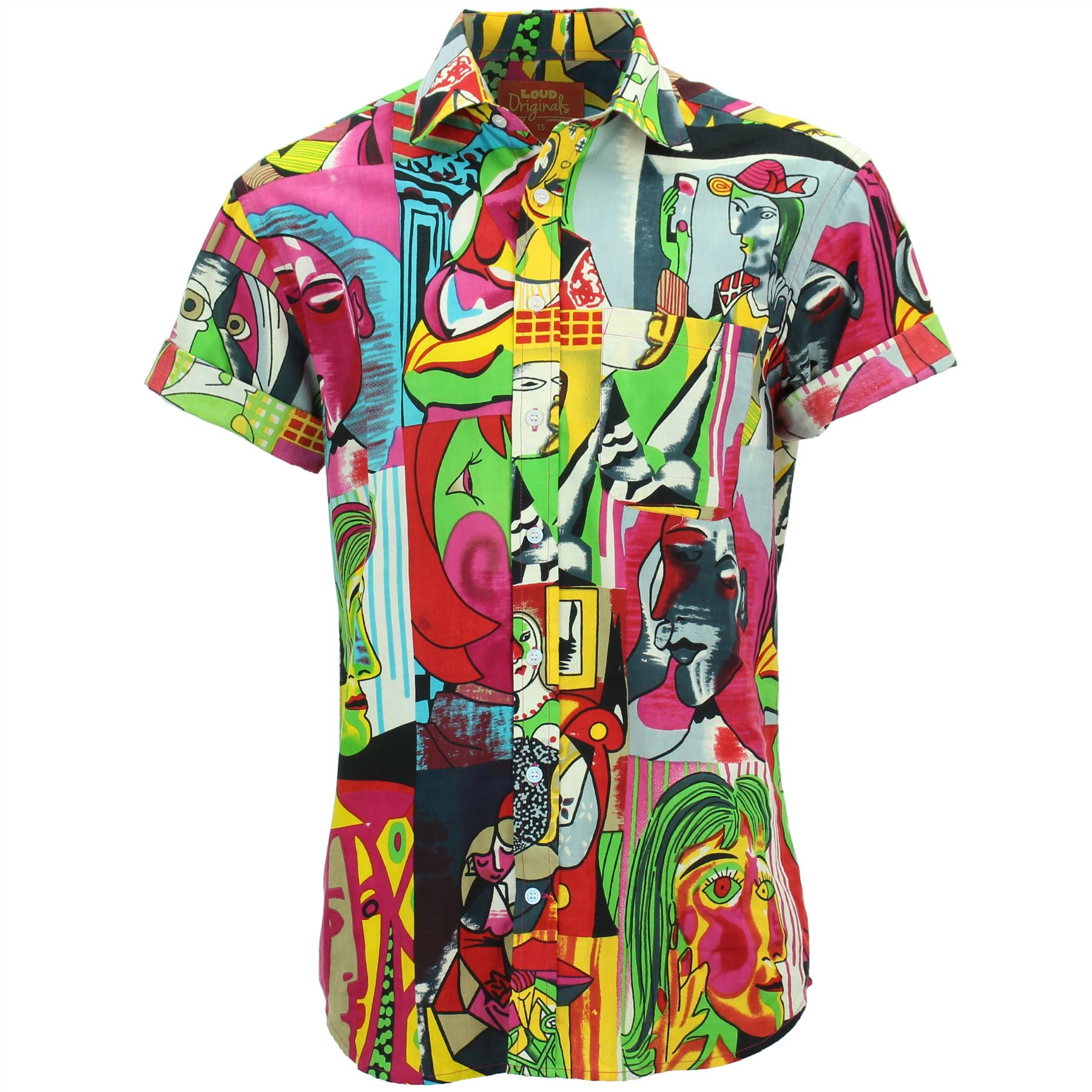 Regular Fit Short Sleeve Shirt Loud Originals Abstract Trippy Psychedelic Print - Picture 4 of 18