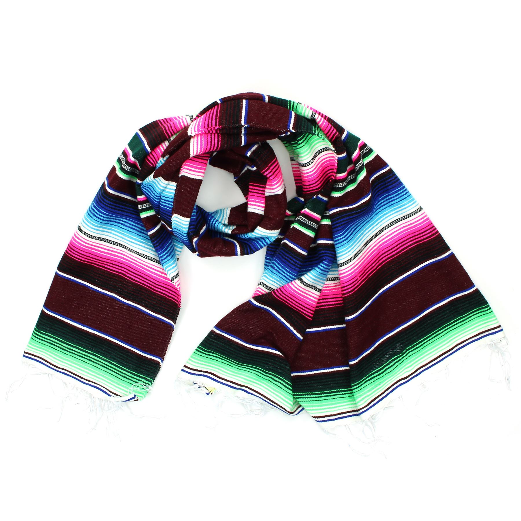 Handwoven Mexican Serape Traditional Jorongo Blanket Shawl Cloak Bright Striped - Picture 51 of 105