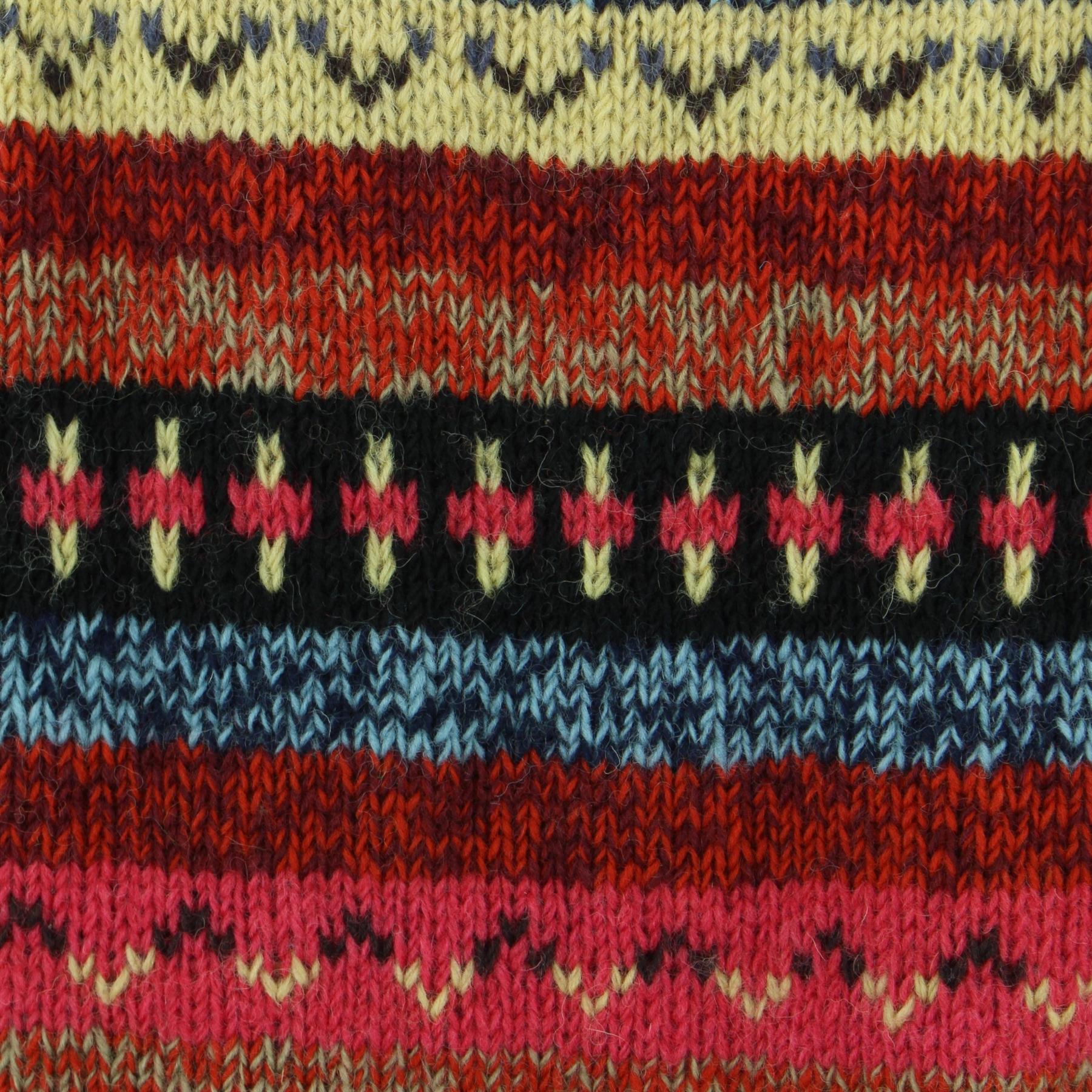 Wool Knit Jumper Sweater Pullover Fairisle Nordic Abstract Warm Nepal Loose - Picture 20 of 81