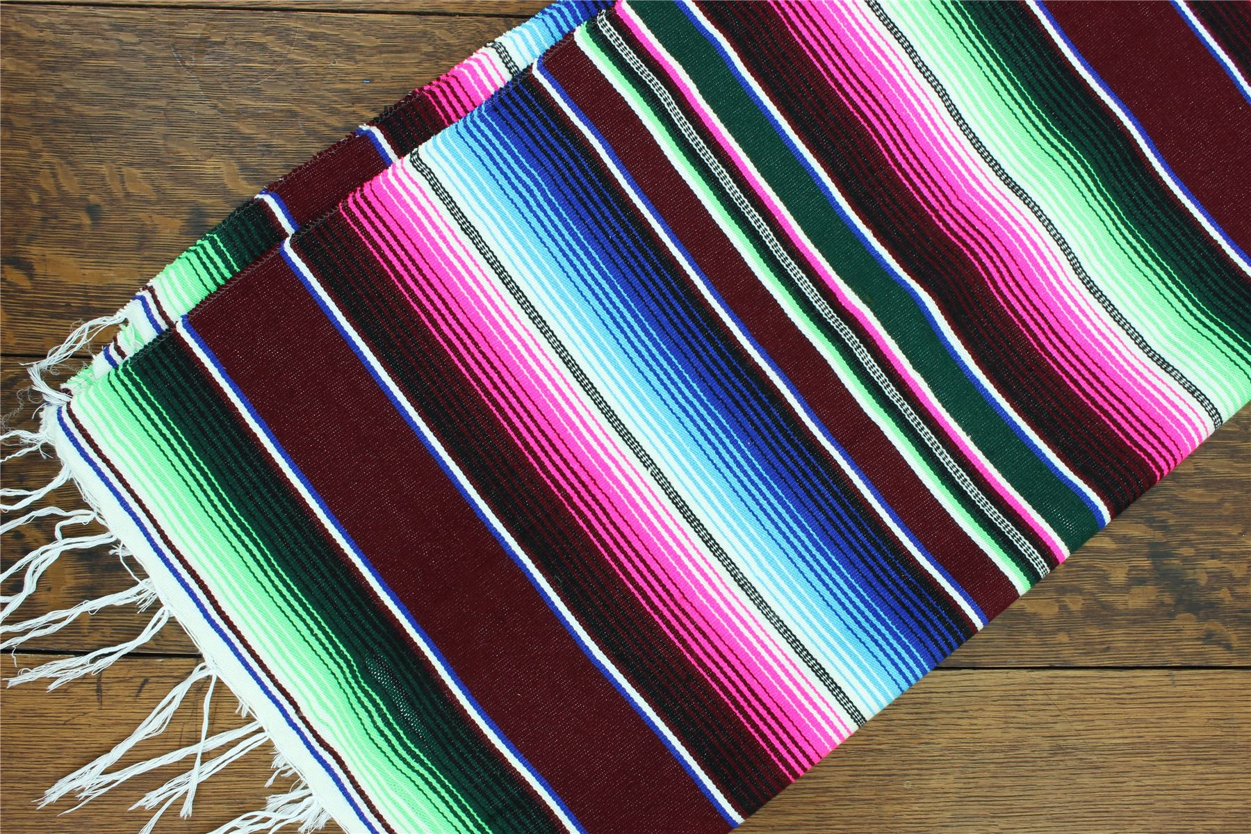 Handwoven Mexican Serape Traditional Jorongo Blanket Shawl Cloak Bright Striped - Picture 55 of 105