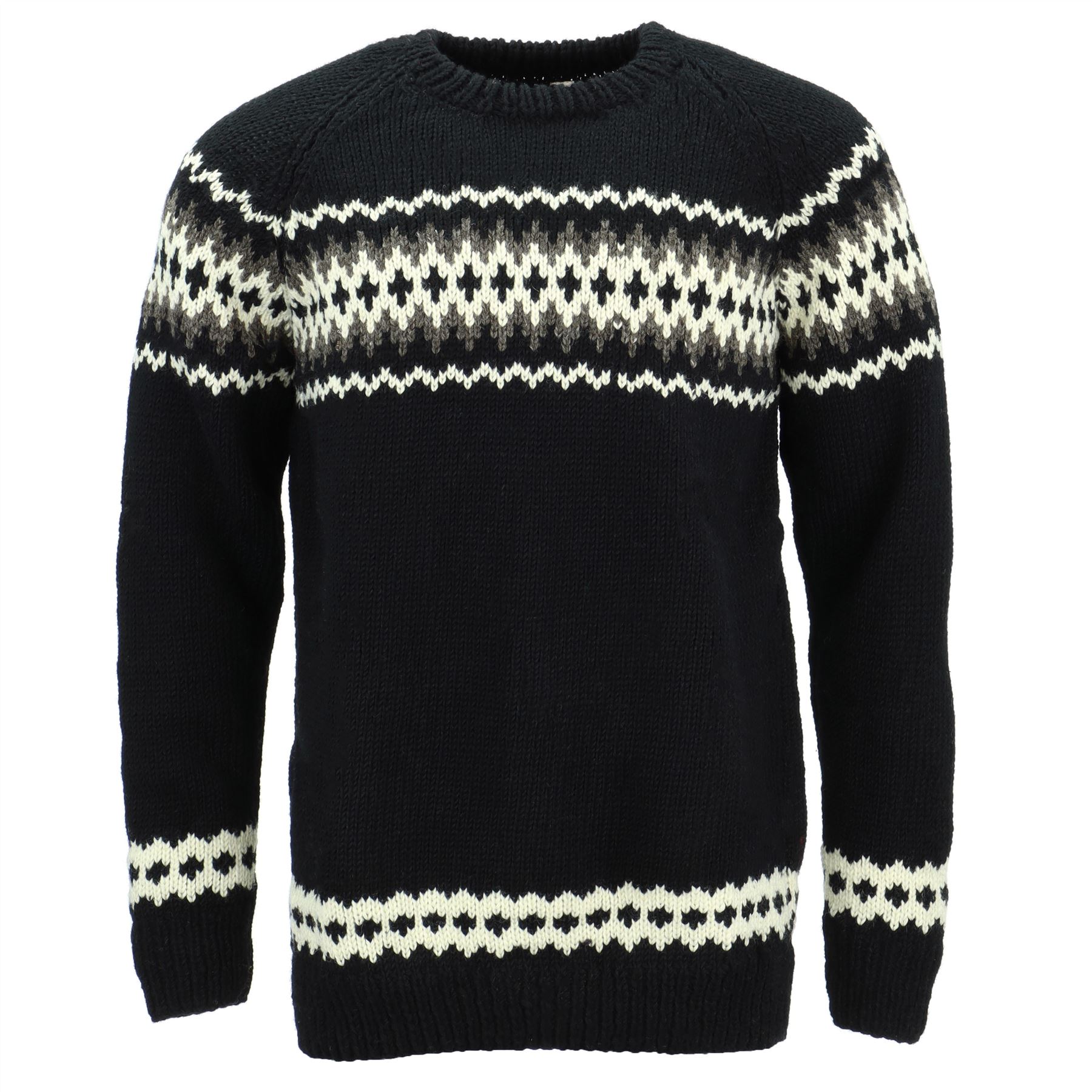 Wool Knit Jumper Sweater Pullover Fairisle Nordic Abstract Warm Nepal Loose - Picture 10 of 81